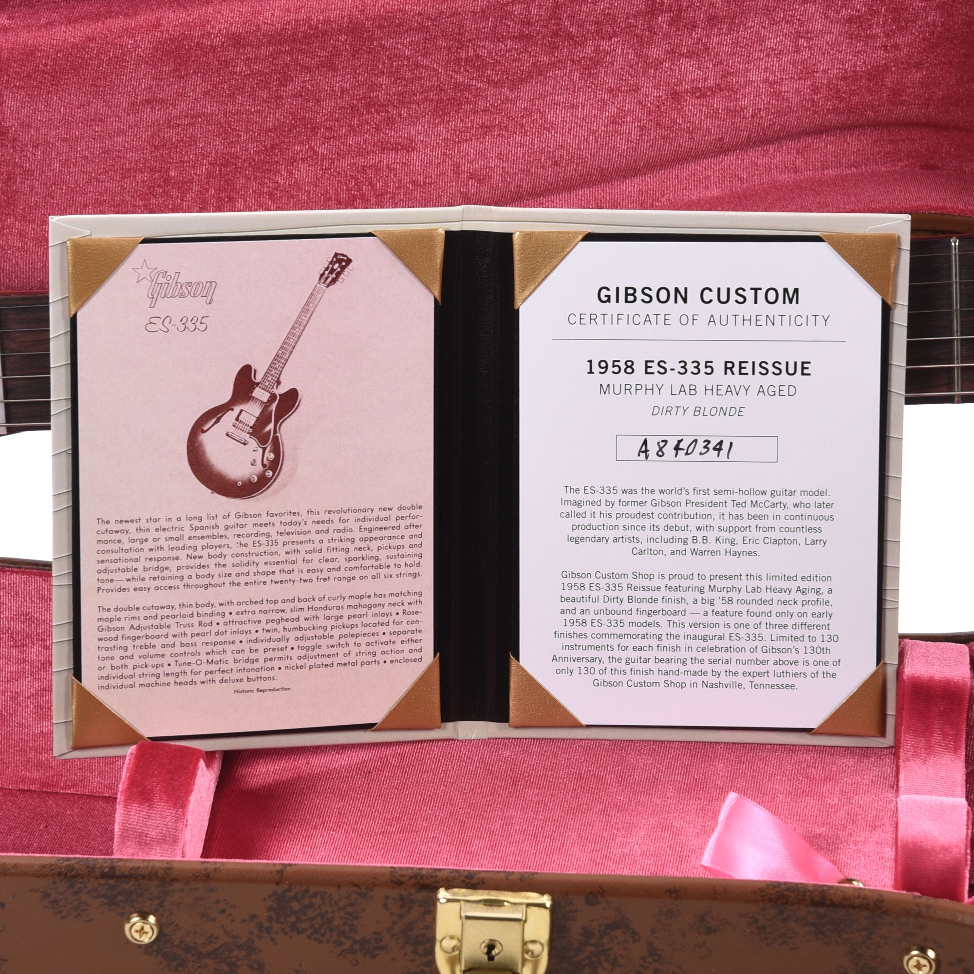 Gibson Custom Shop Limited Edition 1958 ES-335 Murphy Lab Heavy Aged Dirty Blonde
