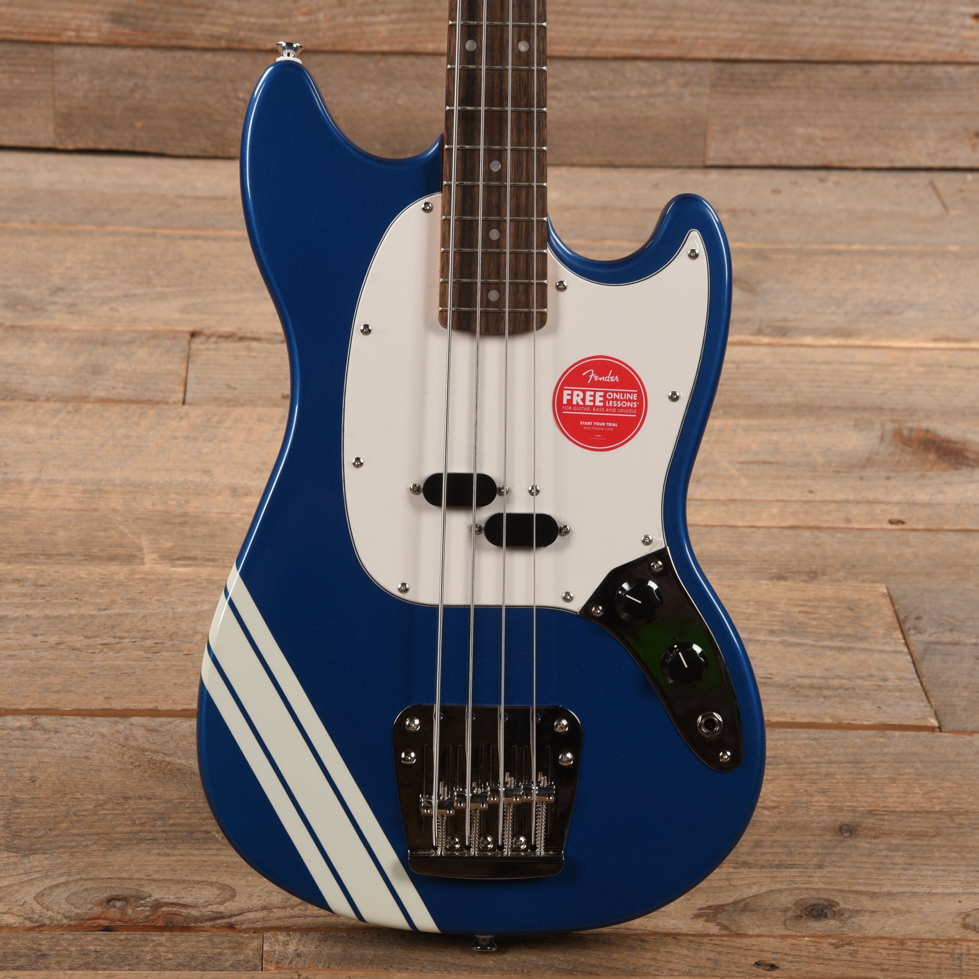 Squier Classic Vibe '60s Competition Mustang Bass Lake Placid Blue w/Olympic White Stripe