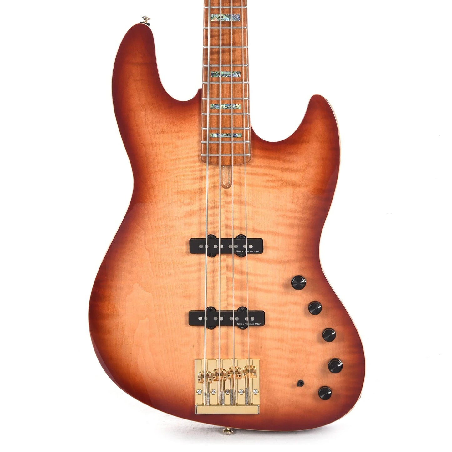 Sire Marcus Miller V10 DX Flame Maple/Swamp Ash 4-String Tobacco Sunburst
