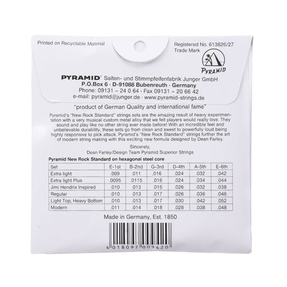 Pyramid New Rock Standard Electric Guitar Strings Extra Light 9-42