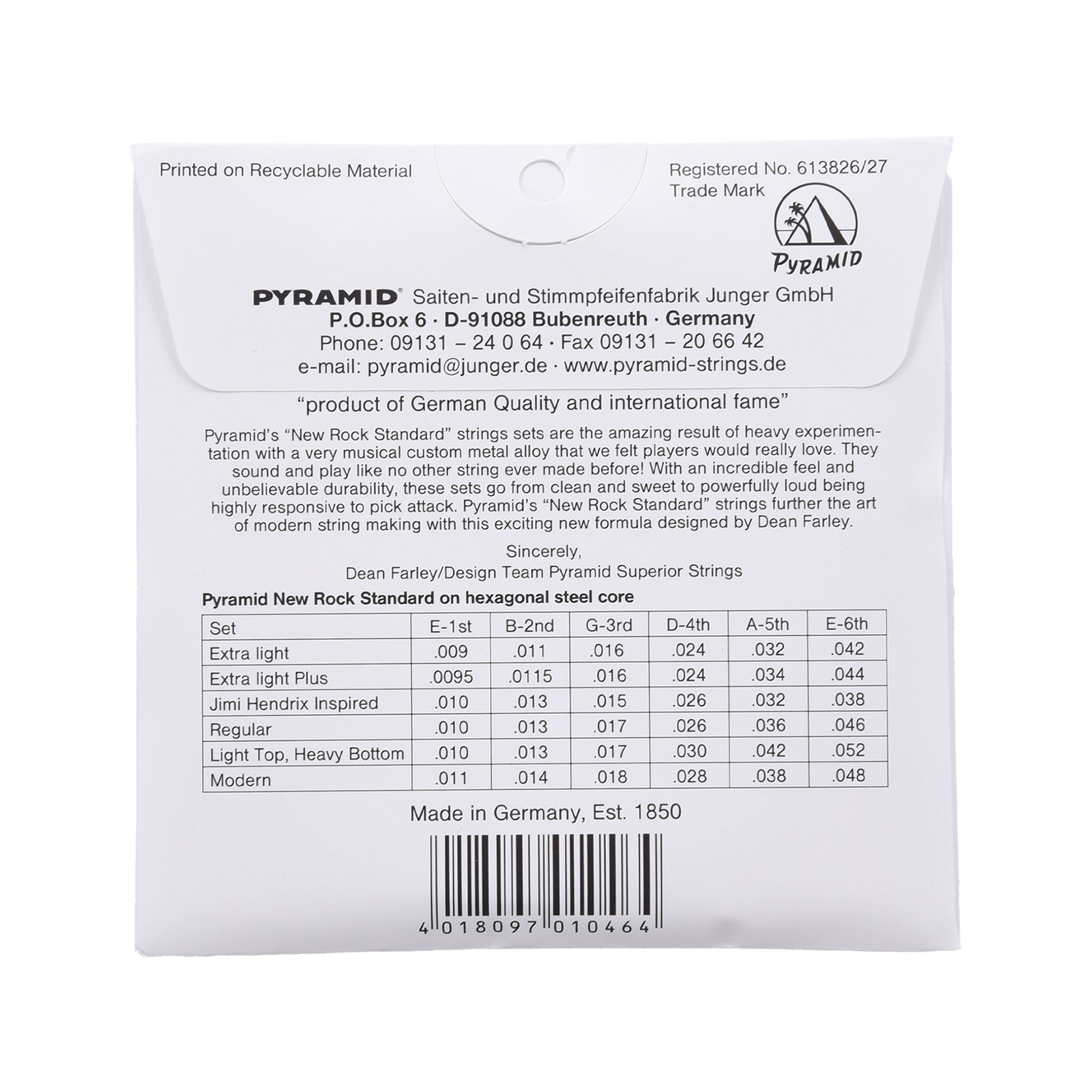 Pyramid New Rock Standard Electric Guitar Strings Regular 10-46