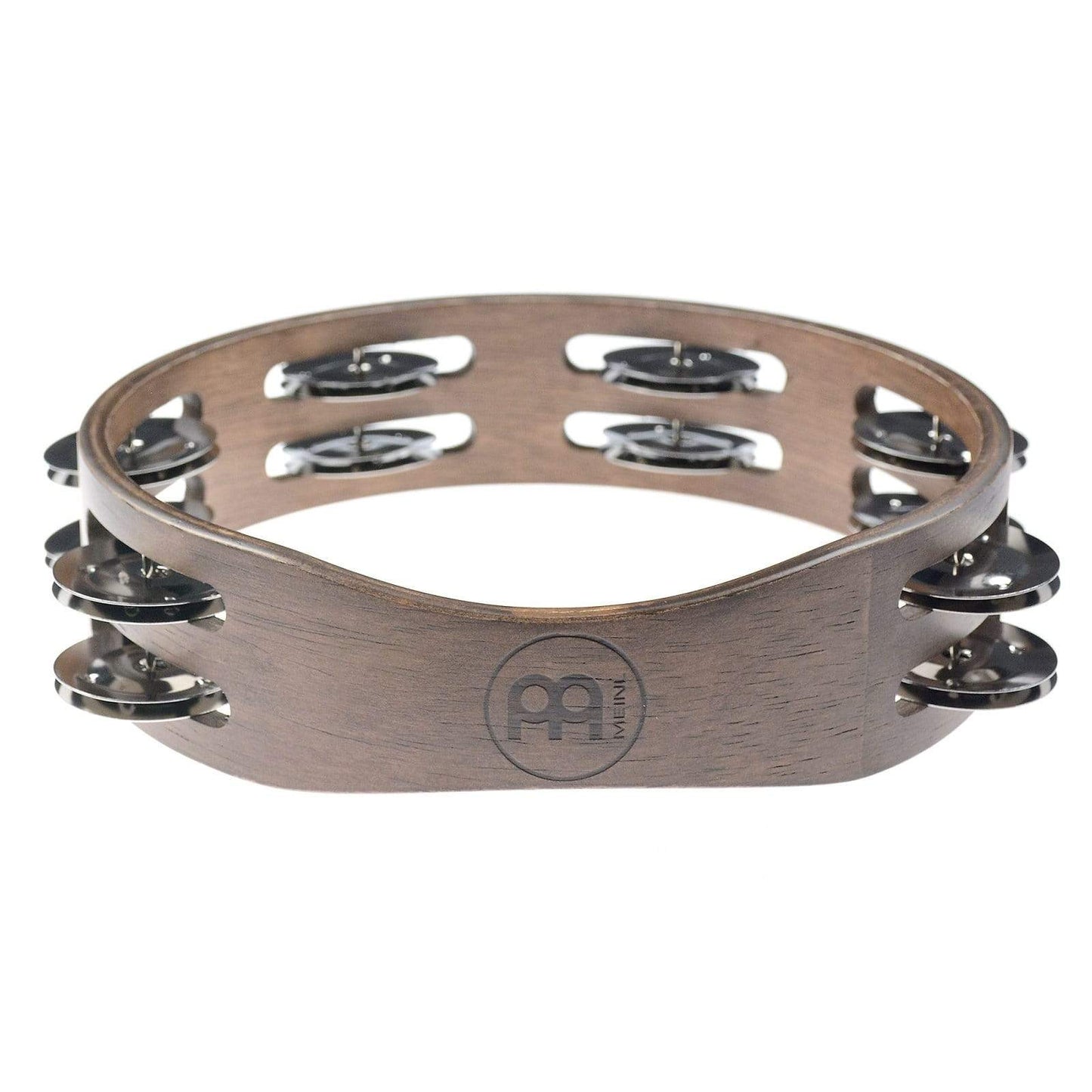 Meinl 2 Row Stainless Steel Jingle Compact Wood Tambourine Walnut Brown Drums and Percussion / Auxiliary Percussion