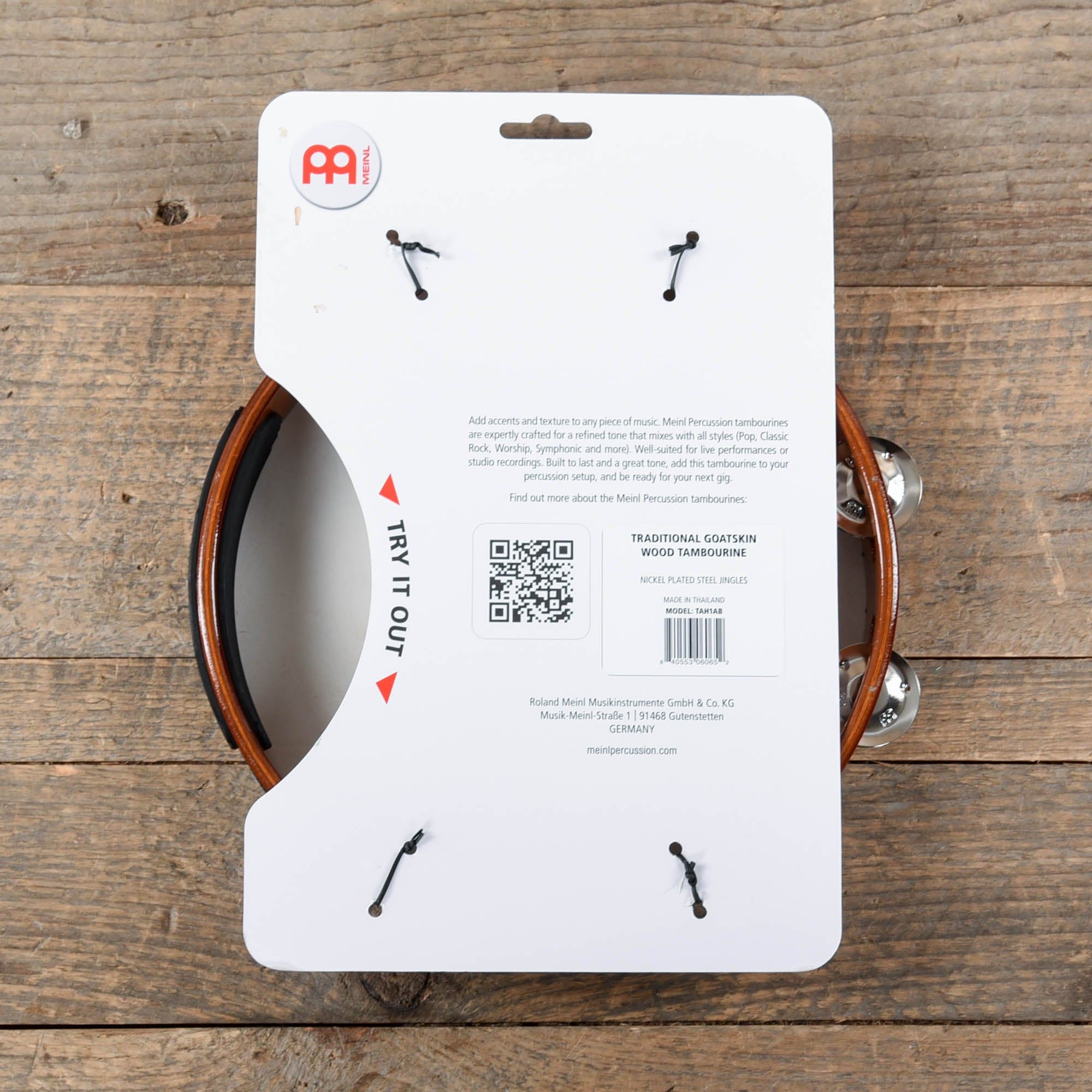 Meinl Headed Wood Tambourine Steel jingles  1 row version Drums and Percussion / Auxiliary Percussion