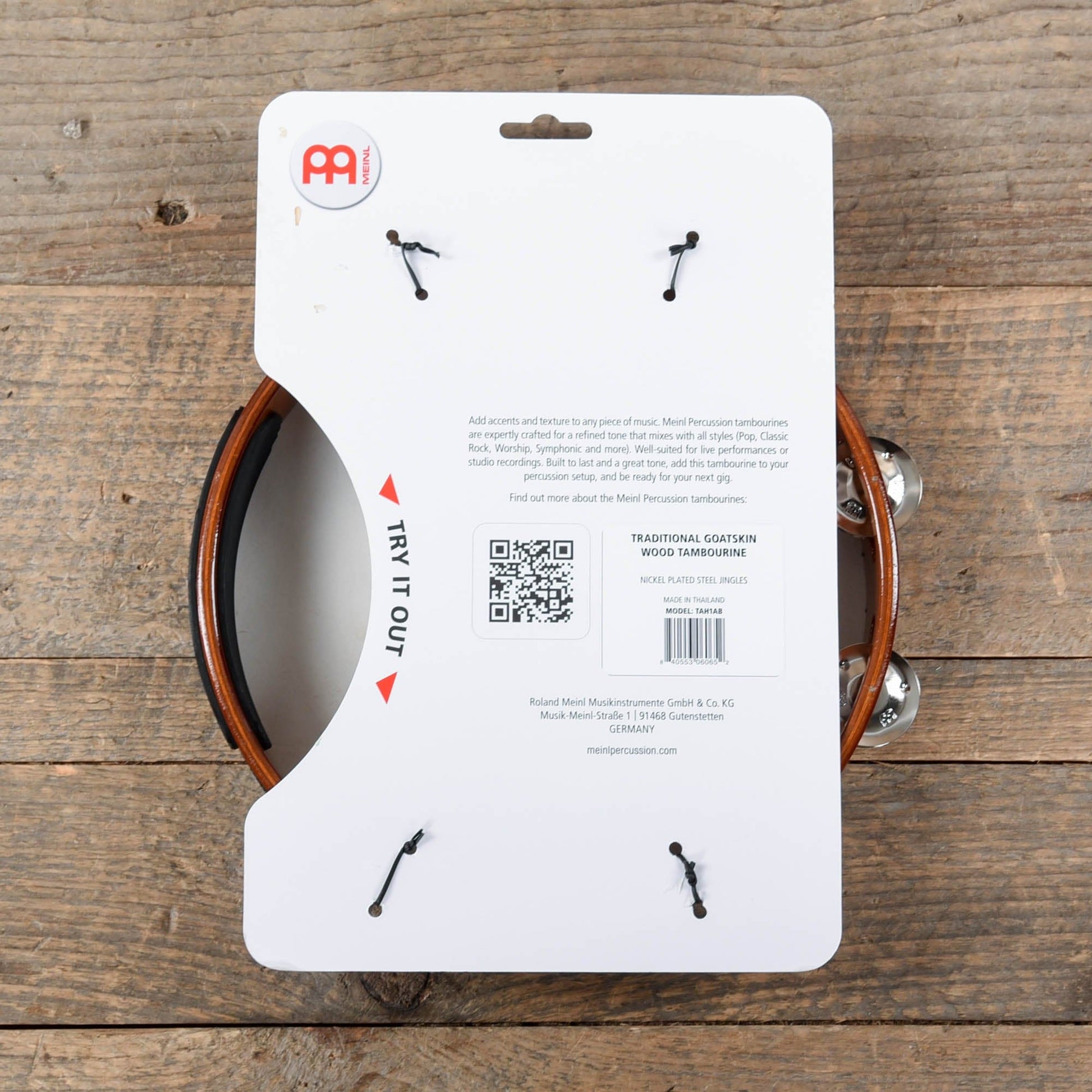 Meinl Headed Wood Tambourine Steel jingles  1 row version Drums and Percussion / Auxiliary Percussion
