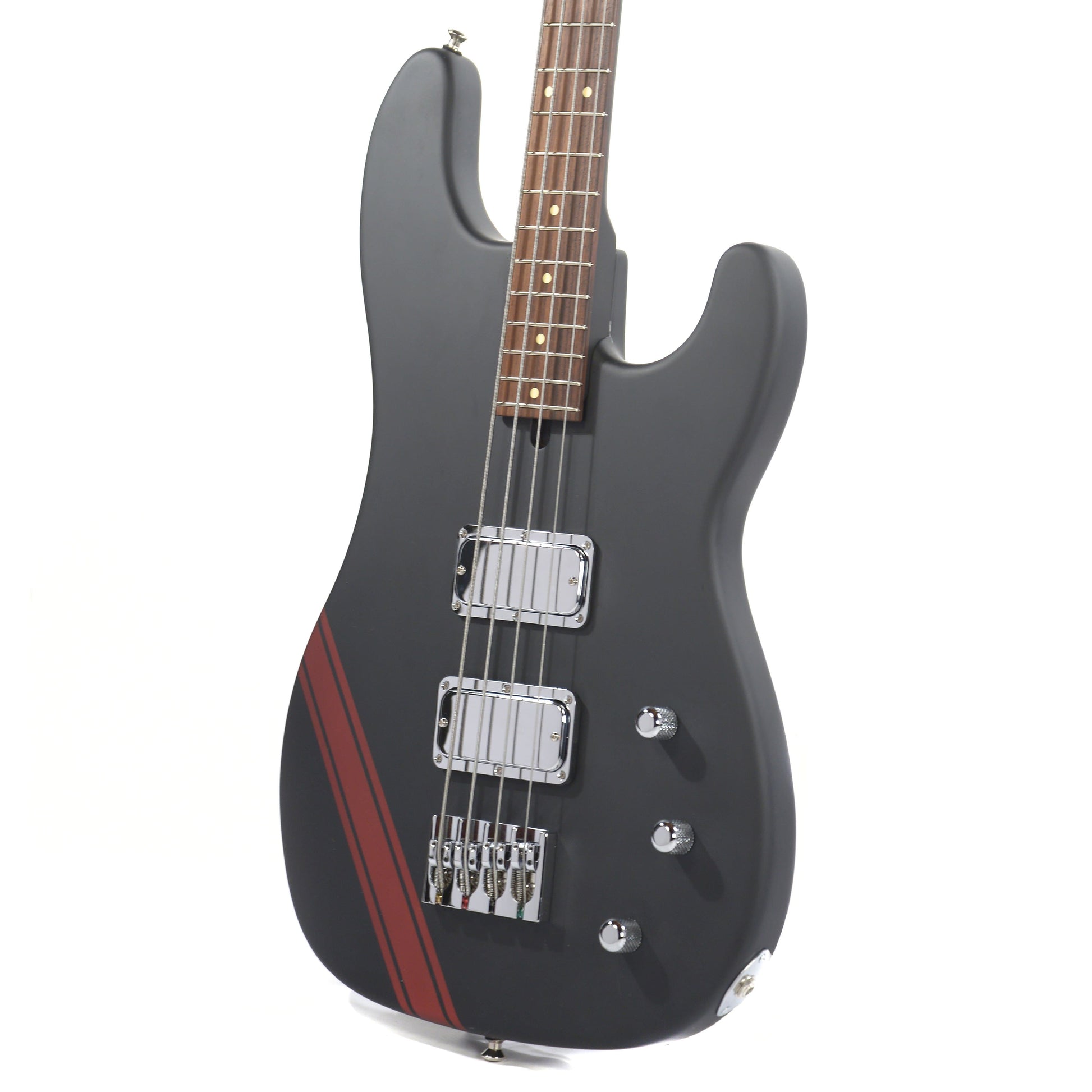 Lull XP1T4 4-String Satin Black w/15% Larger Body Size, Red Racing Strip & Hardshell Case Bass Guitars / 4-String