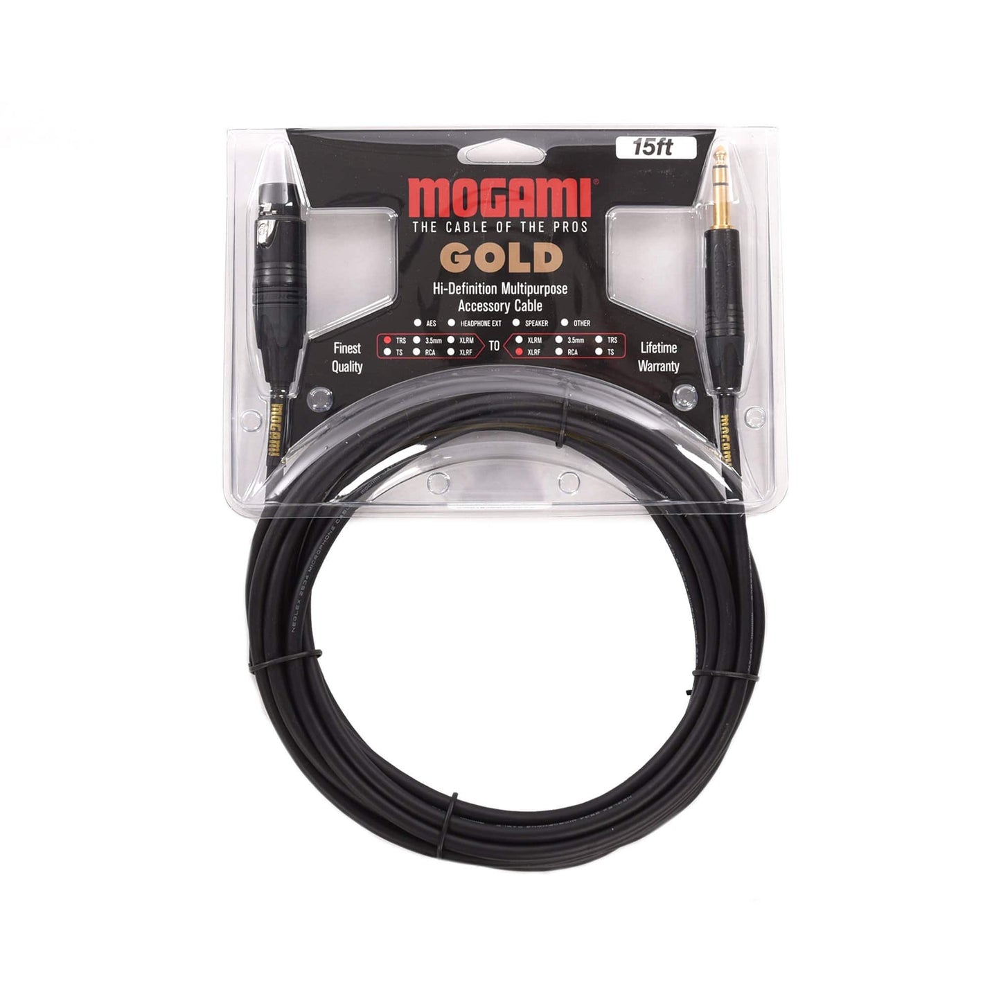 Mogami Gold 1/4" TRS to XLR Female Stereo Cable 15' Accessories / Cables