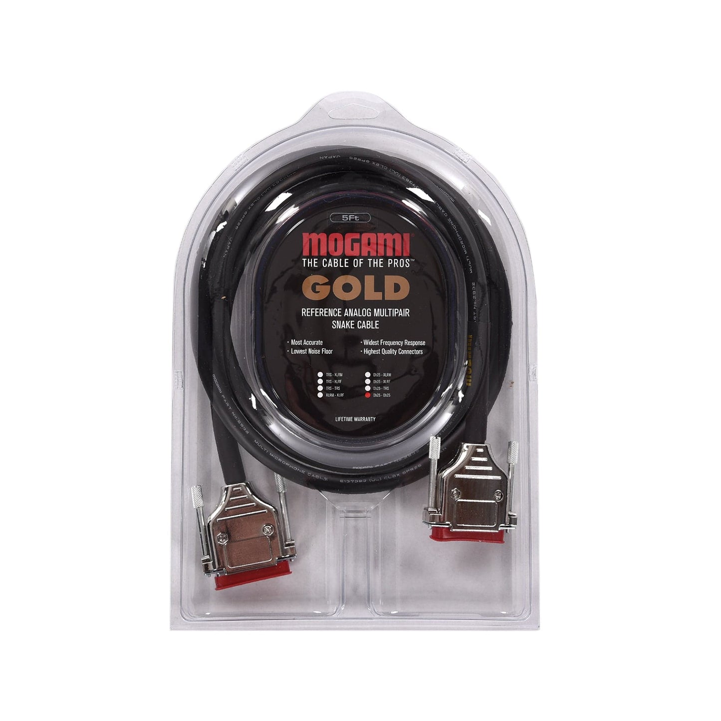 Mogami Gold DB25-DB25 8-channel Analog Interface Cable 5' Accessories / Cables