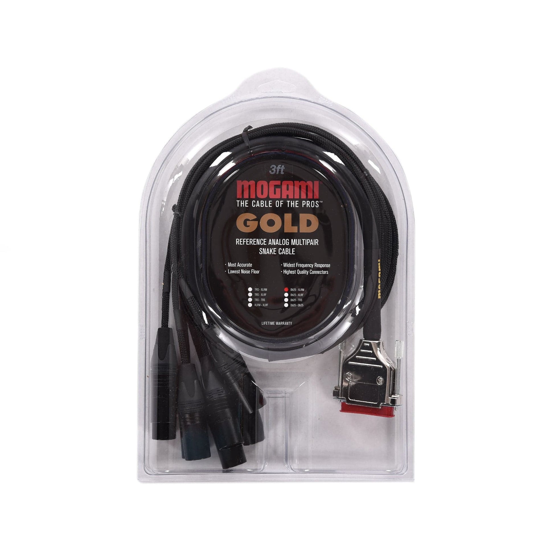 Mogami Gold DB25-XLRM 8-channel Analog Interface Cable 3' Accessories / Cables