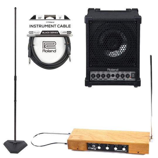 Moog Etherwave Standard Theremin Ash and Roland Cube 30w Monitor w/Mic Stand, RH-5 Headphones and Instrument Cable Bundle Keyboards and Synths / Synths / Analog Synths