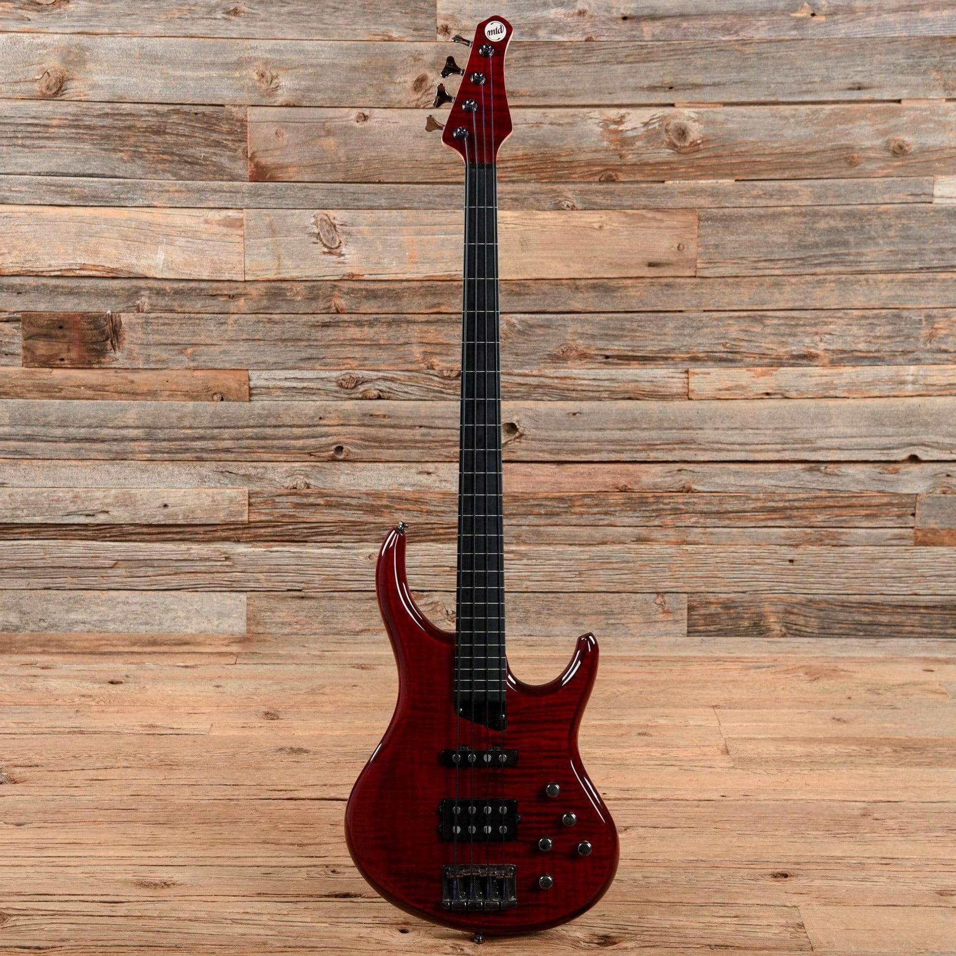 MTD Kingston 4 String Fretless Trans Red 2008 Bass Guitars / 4-String