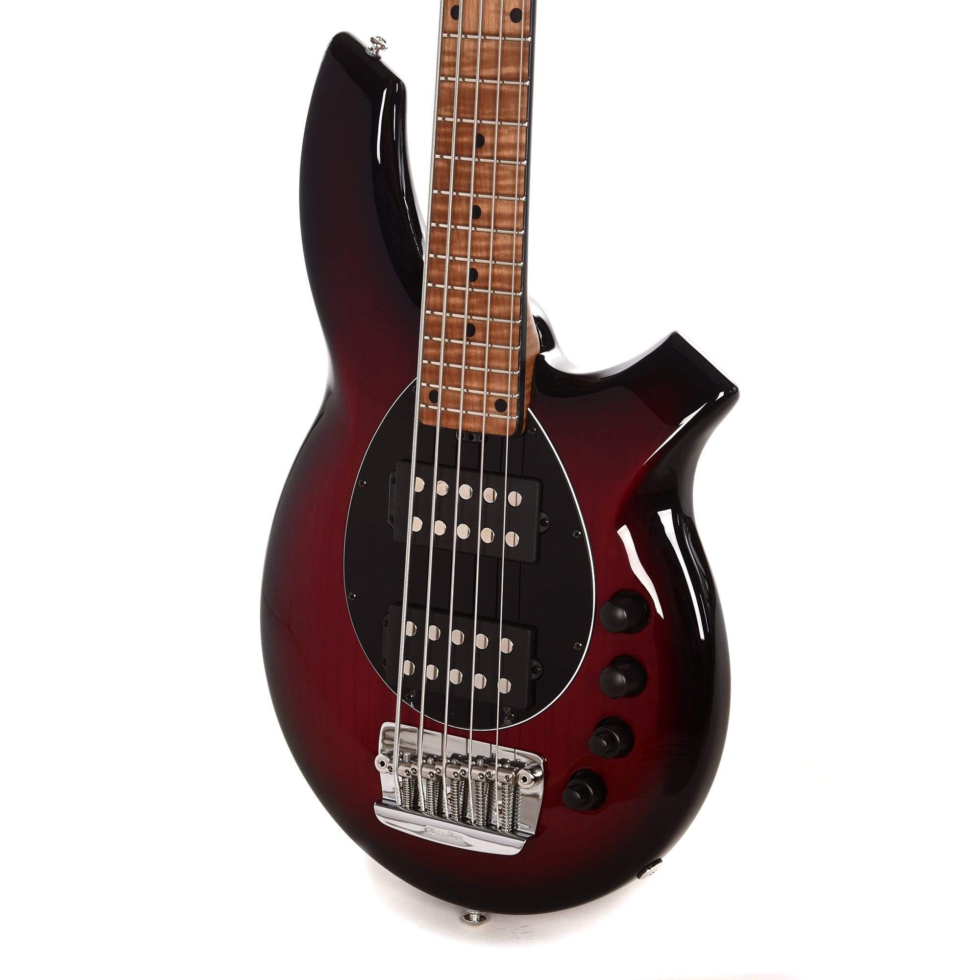Music Man BFR Bongo 5 HH Wild Cherry Burst Roasted Figured Maple Neck Bass Guitars / 4-String