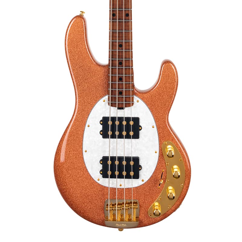 Music Man BFR StingRay 4 HH Pink Champagne Sparkle w/Roasted Figured Maple Neck Bass Guitars / 4-String