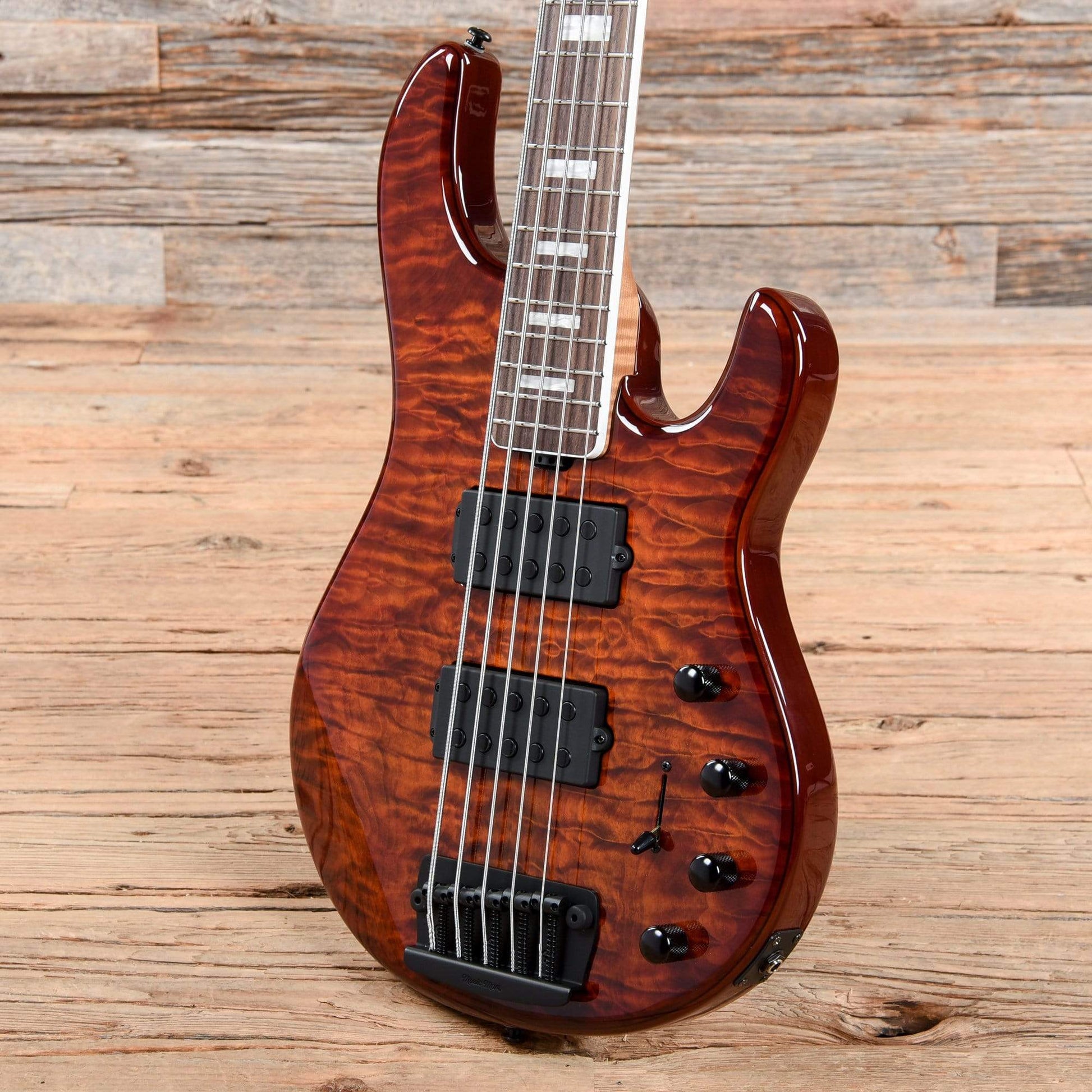 Music Man BFR StingRay Special 5 HH Giants Orange Quilt Bass Guitars / 5-String or More