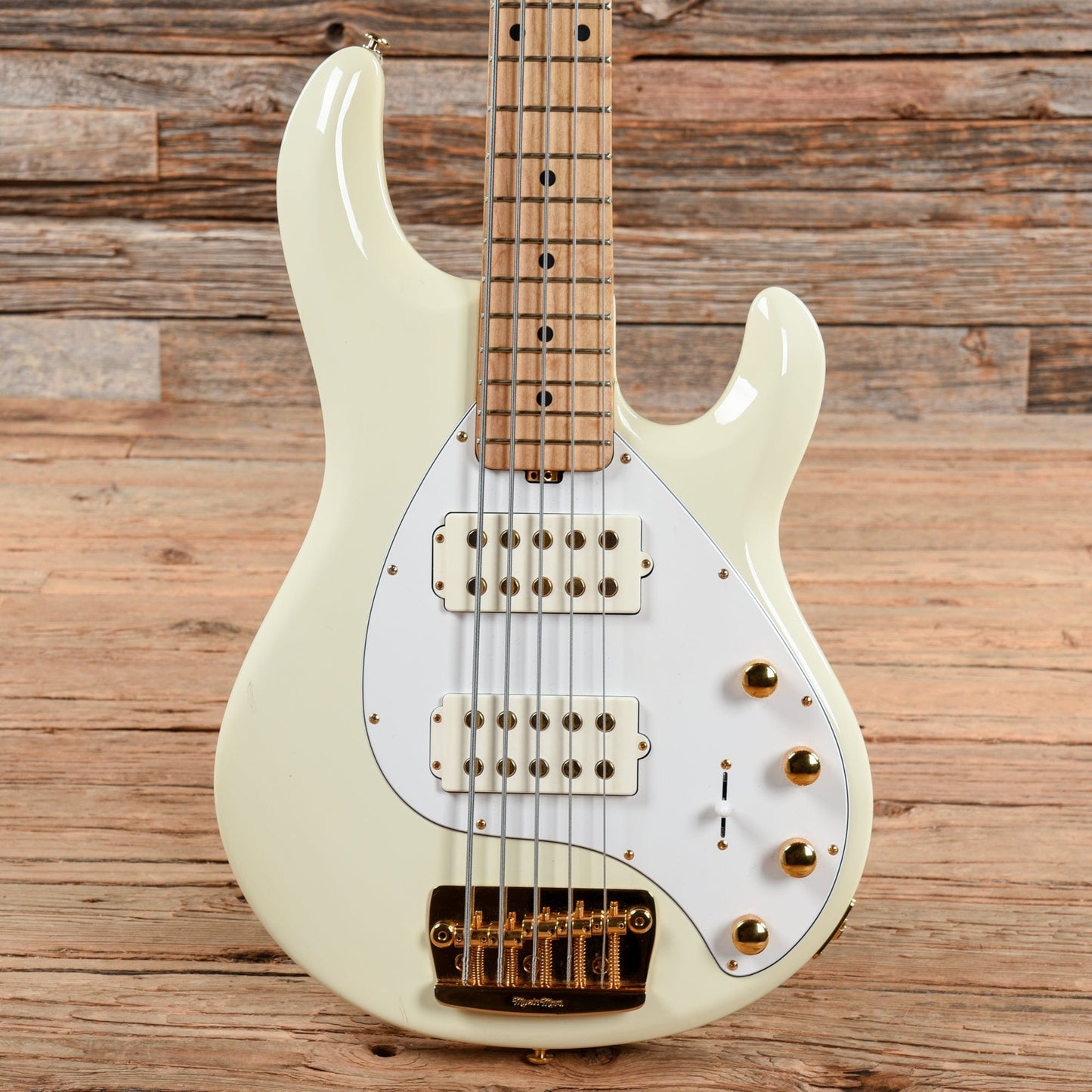 Music Man StingRay 5 HH Ivory White w/Gold Hardware 2016 Bass Guitars / 5-String or More