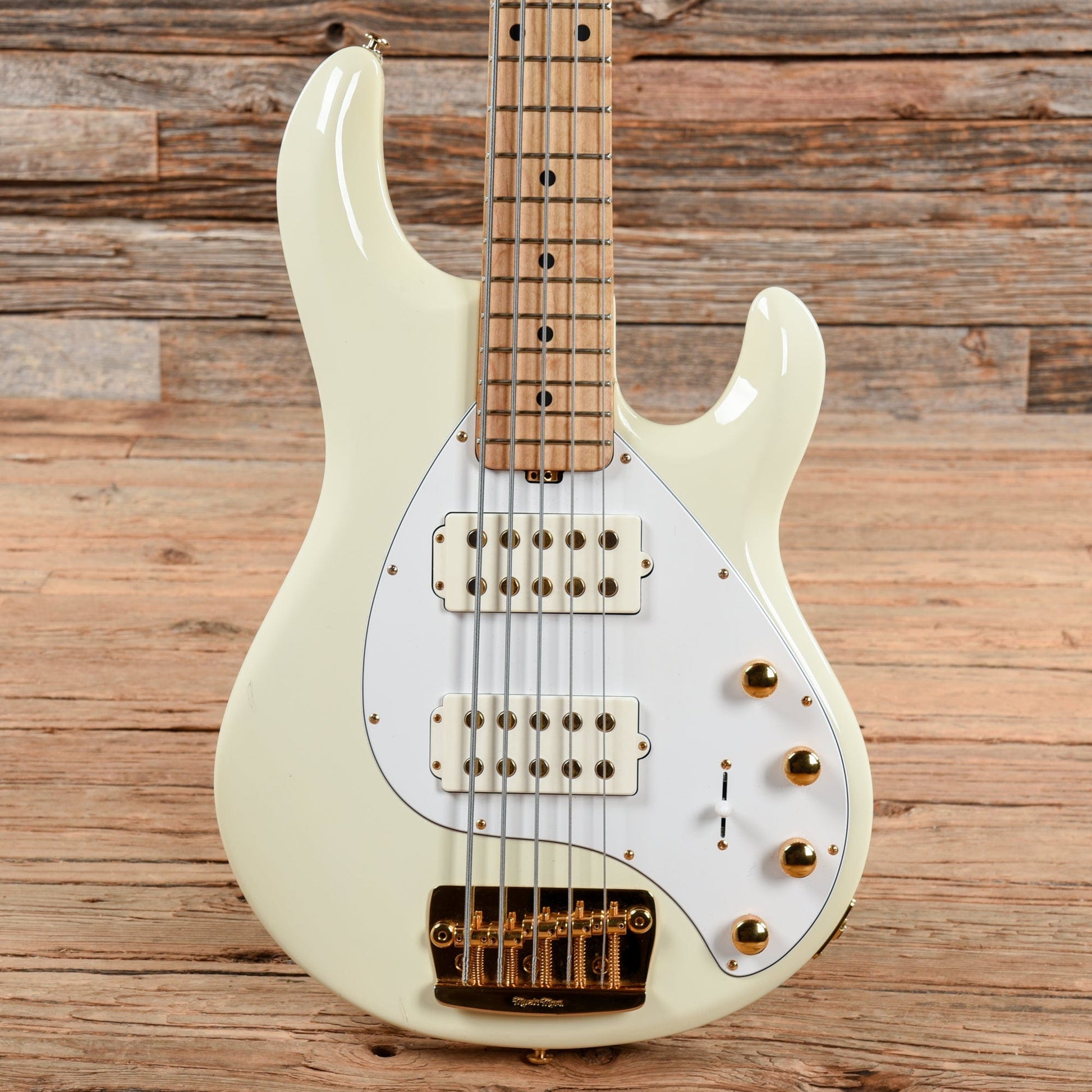 Music Man StingRay 5 HH Ivory White w/Gold Hardware 2016 Bass Guitars / 5-String or More