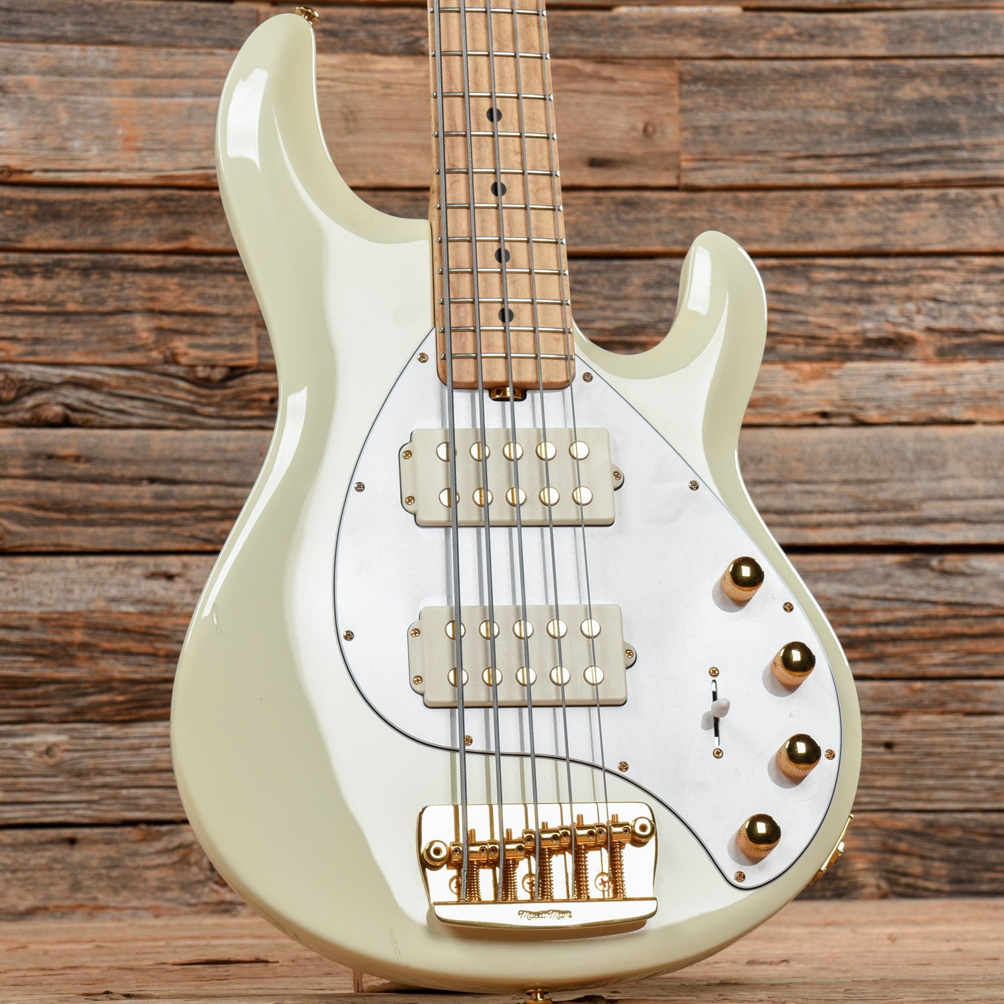 Music Man StingRay 5 HH Ivory White w/Gold Hardware 2016 Bass Guitars / 5-String or More