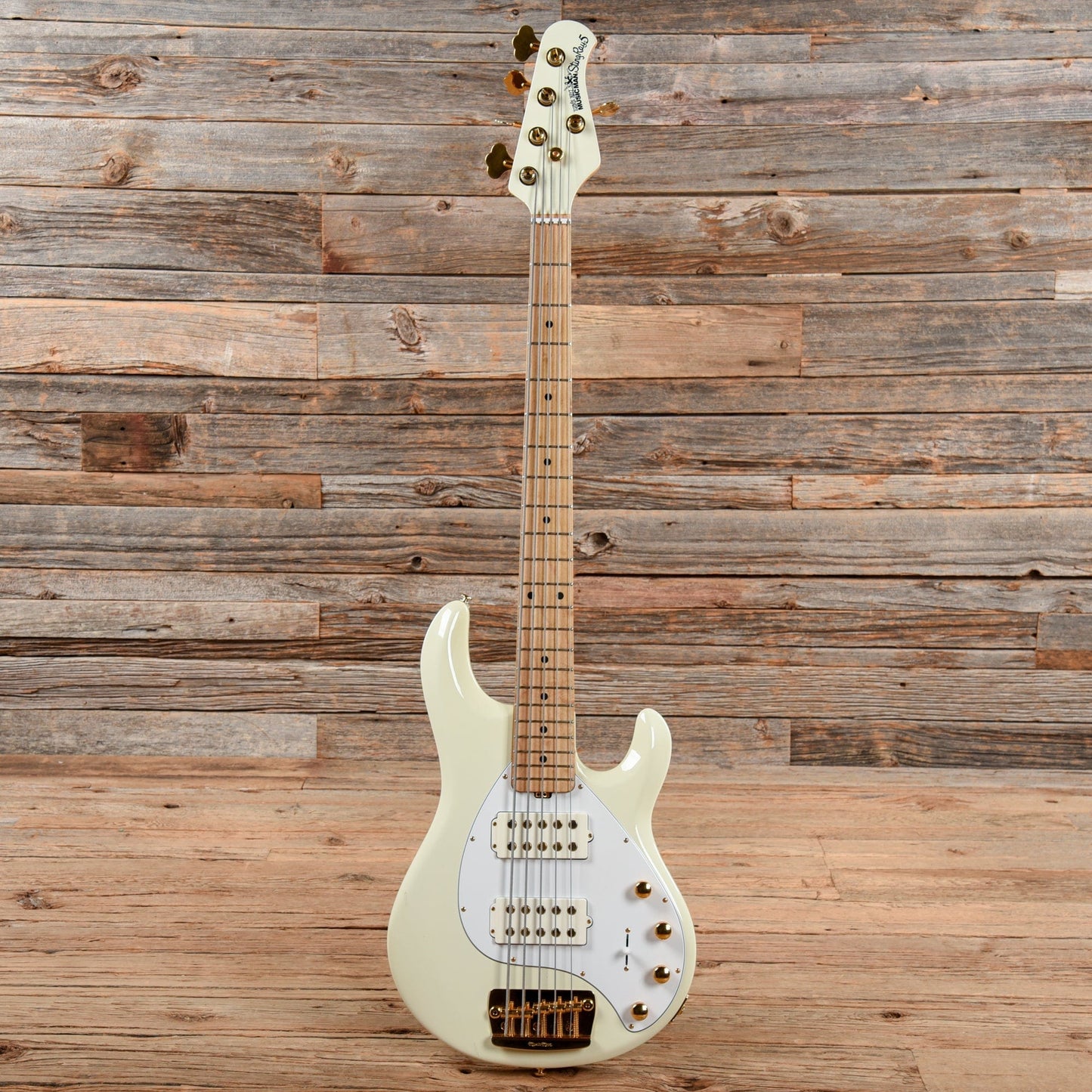 Music Man StingRay 5 HH Ivory White w/Gold Hardware 2016 Bass Guitars / 5-String or More