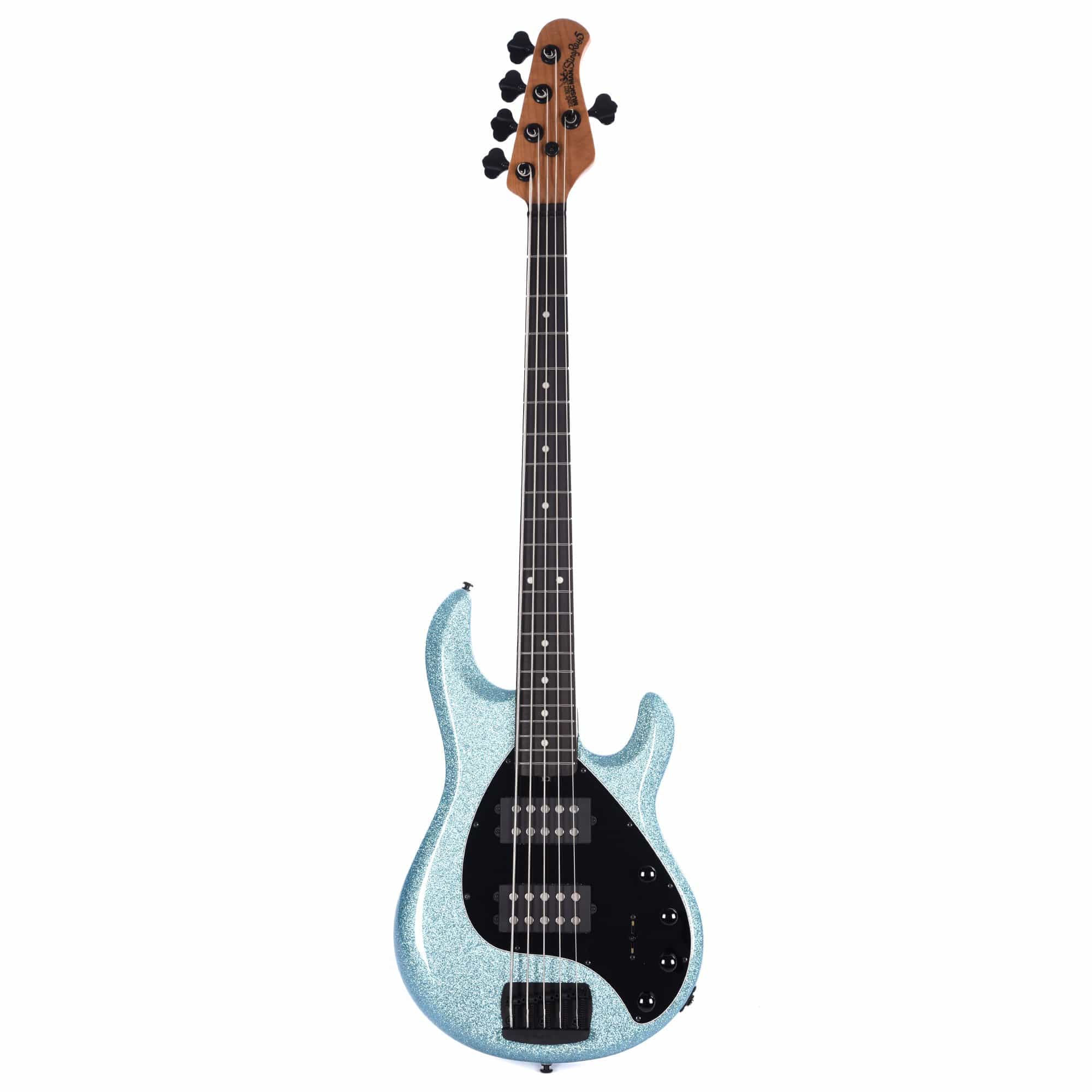 Music Man StingRay 5 Special H Aqua Sparkle Ebony Fingerboard w/Black Pickguard Bass Guitars / 5-String or More