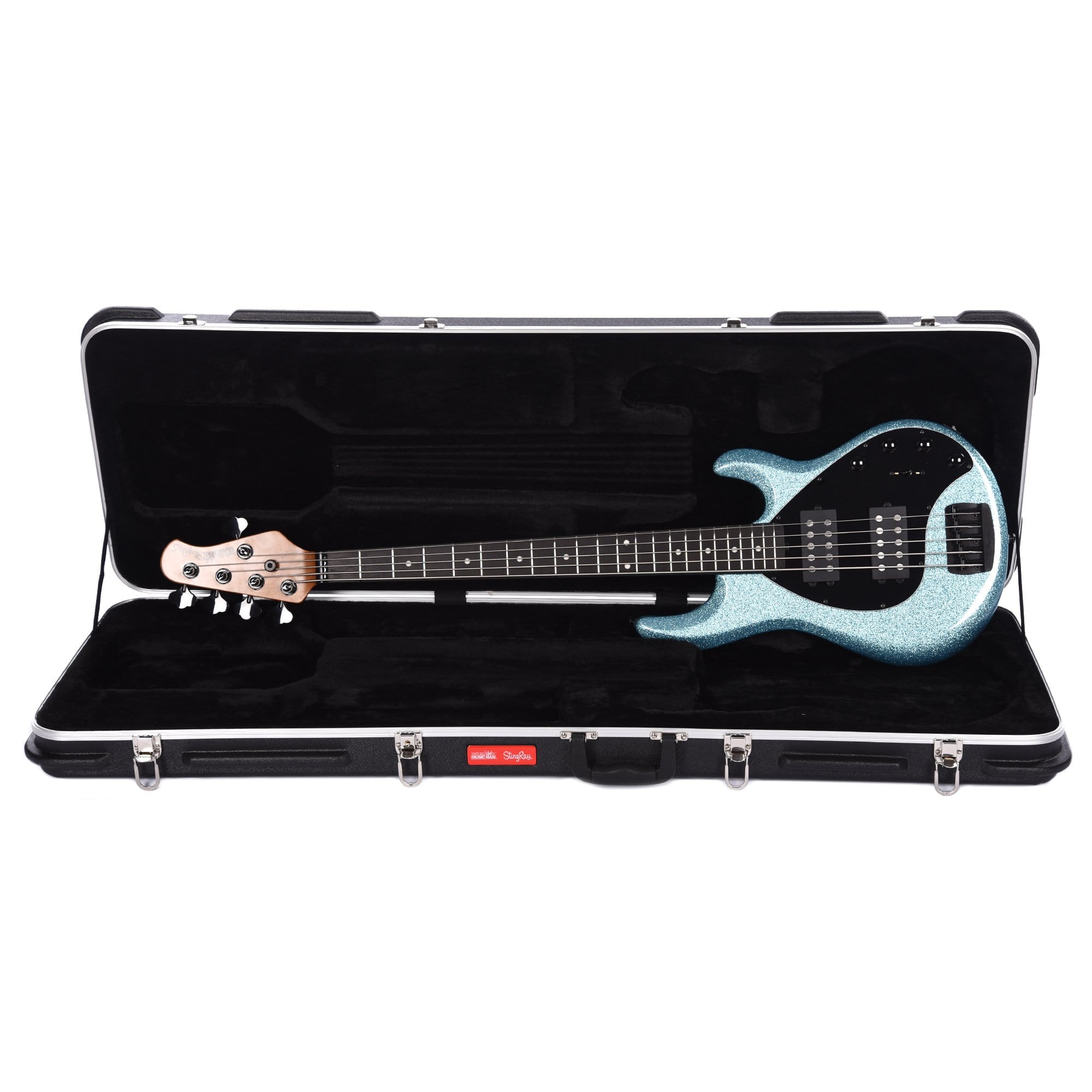 Music Man StingRay 5 Special H Aqua Sparkle Ebony Fingerboard w/Black Pickguard Bass Guitars / 5-String or More