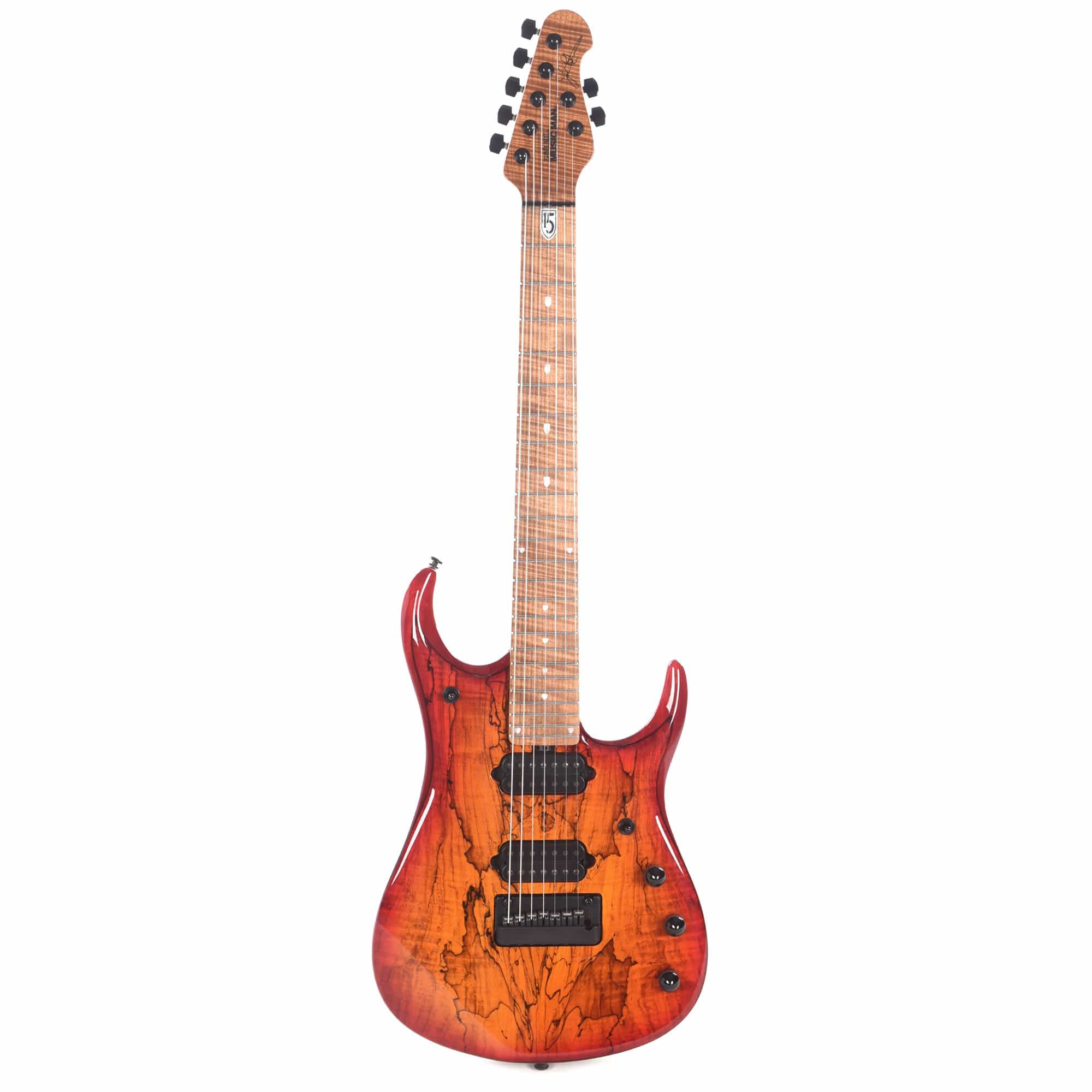 Music Man BFR JP15 7-String Blood Orange Burst Roasted Figured Maple Neck Electric Guitars / Solid Body