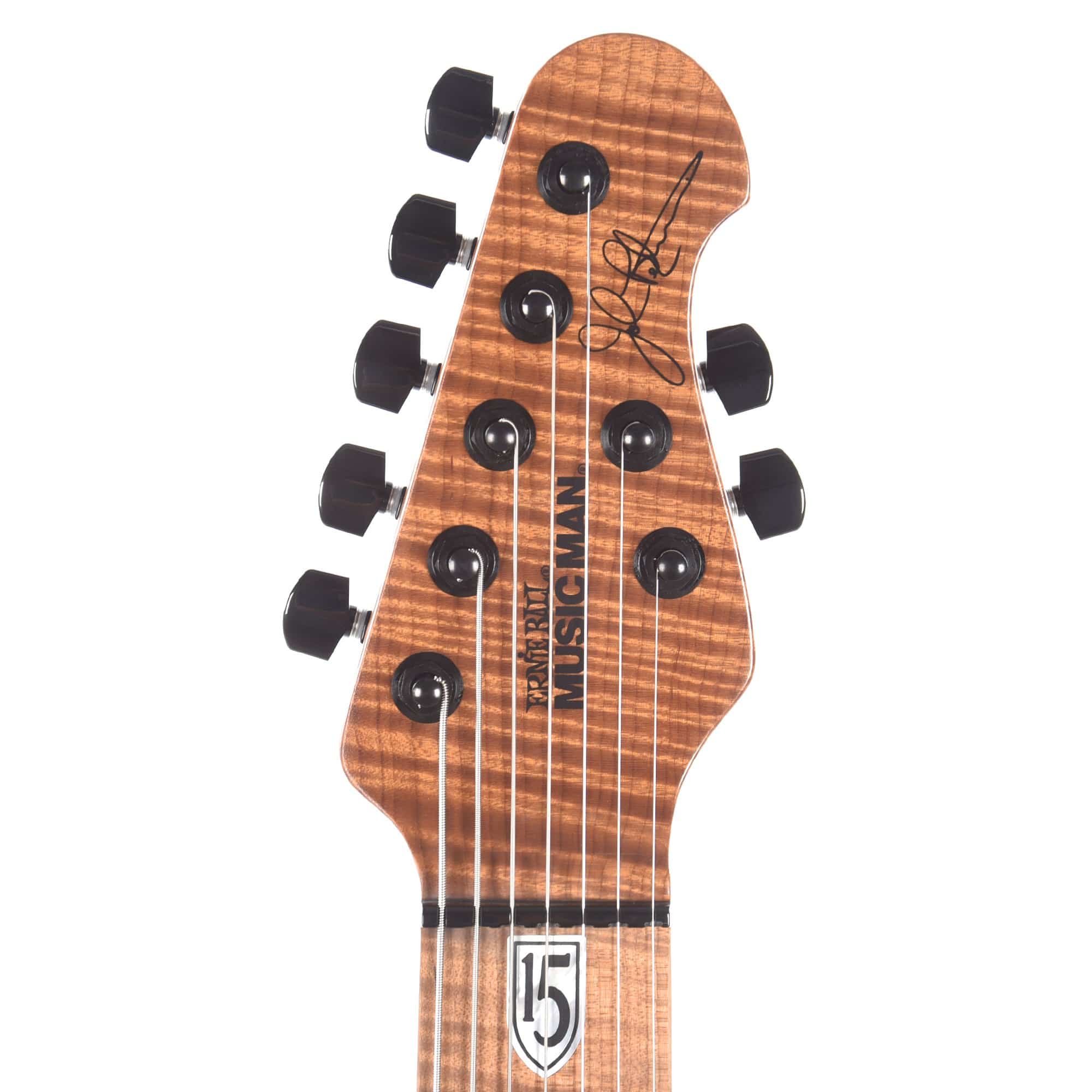 Music Man BFR JP15 7-String Blood Orange Burst Roasted Figured Maple Neck Electric Guitars / Solid Body