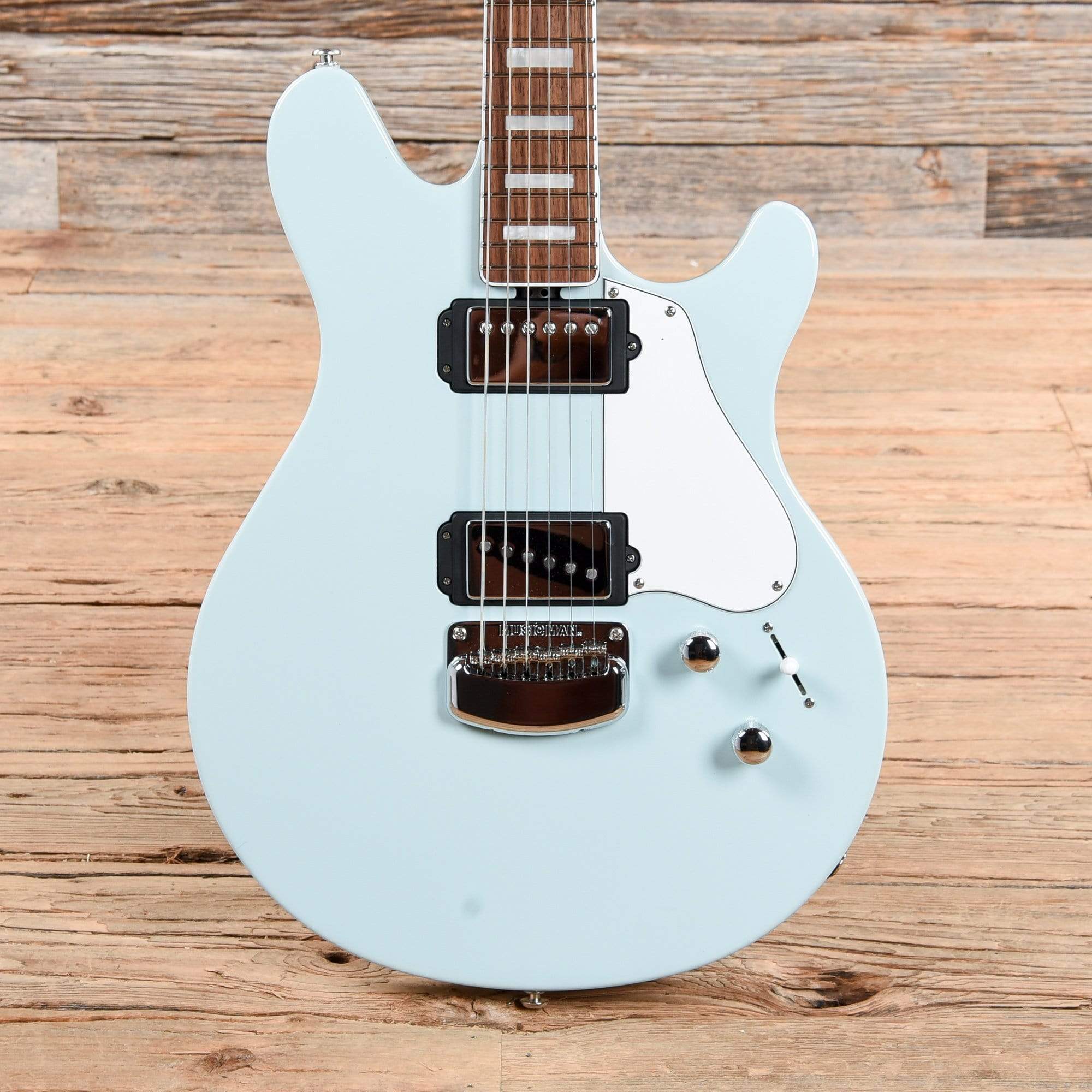 Music Man BFR Valentine Baby Blue w/Painted Headstock Electric Guitars / Solid Body