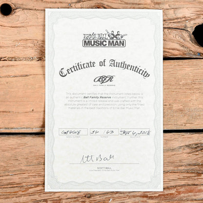 Music Man BFR Valentine Pine Green w/Gold Hardware & Painted Headstock Electric Guitars / Solid Body