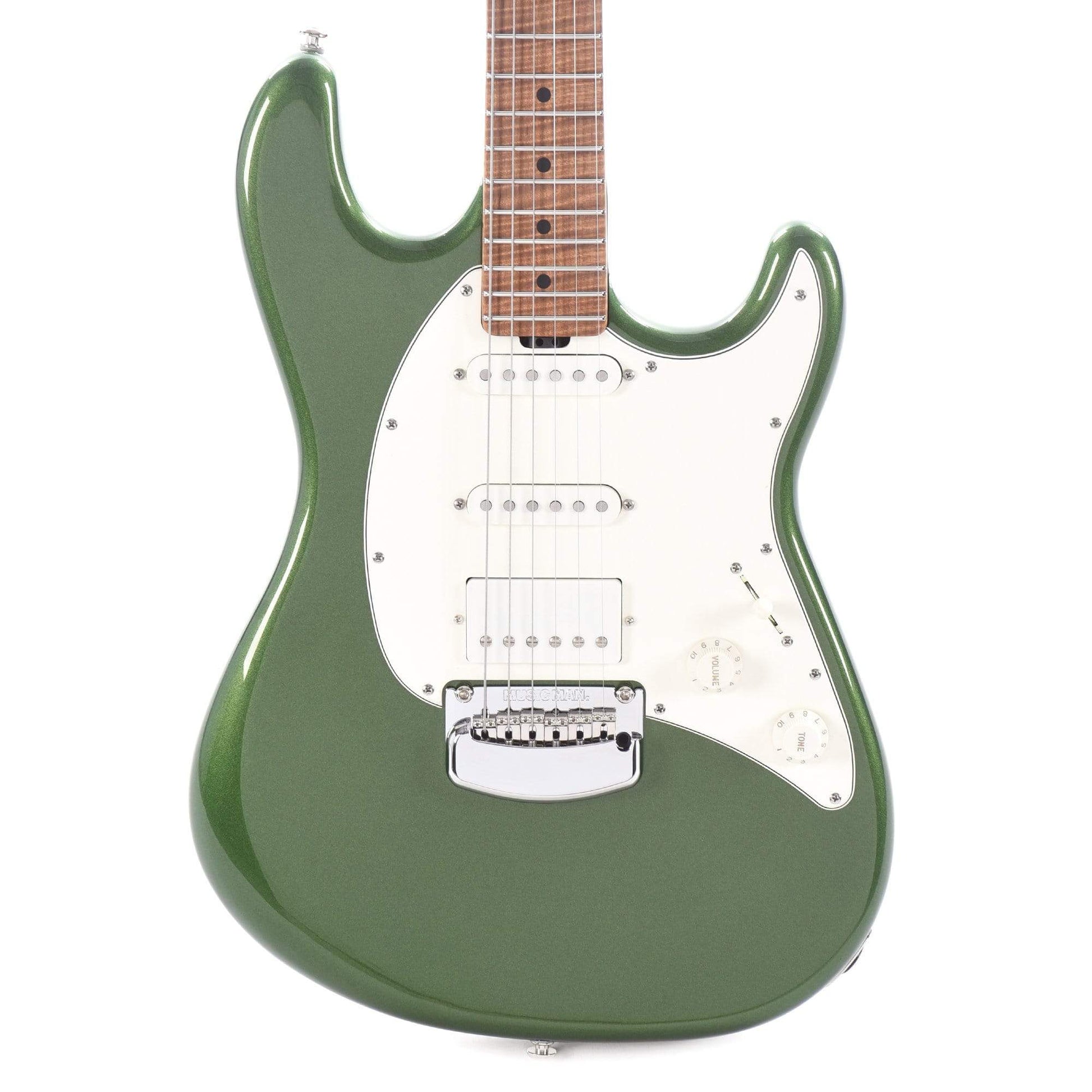 Music Man Cutlass HSS Trem Charging Green w/Roasted Figured Maple Neck & Parchment Pickguard Electric Guitars / Solid Body