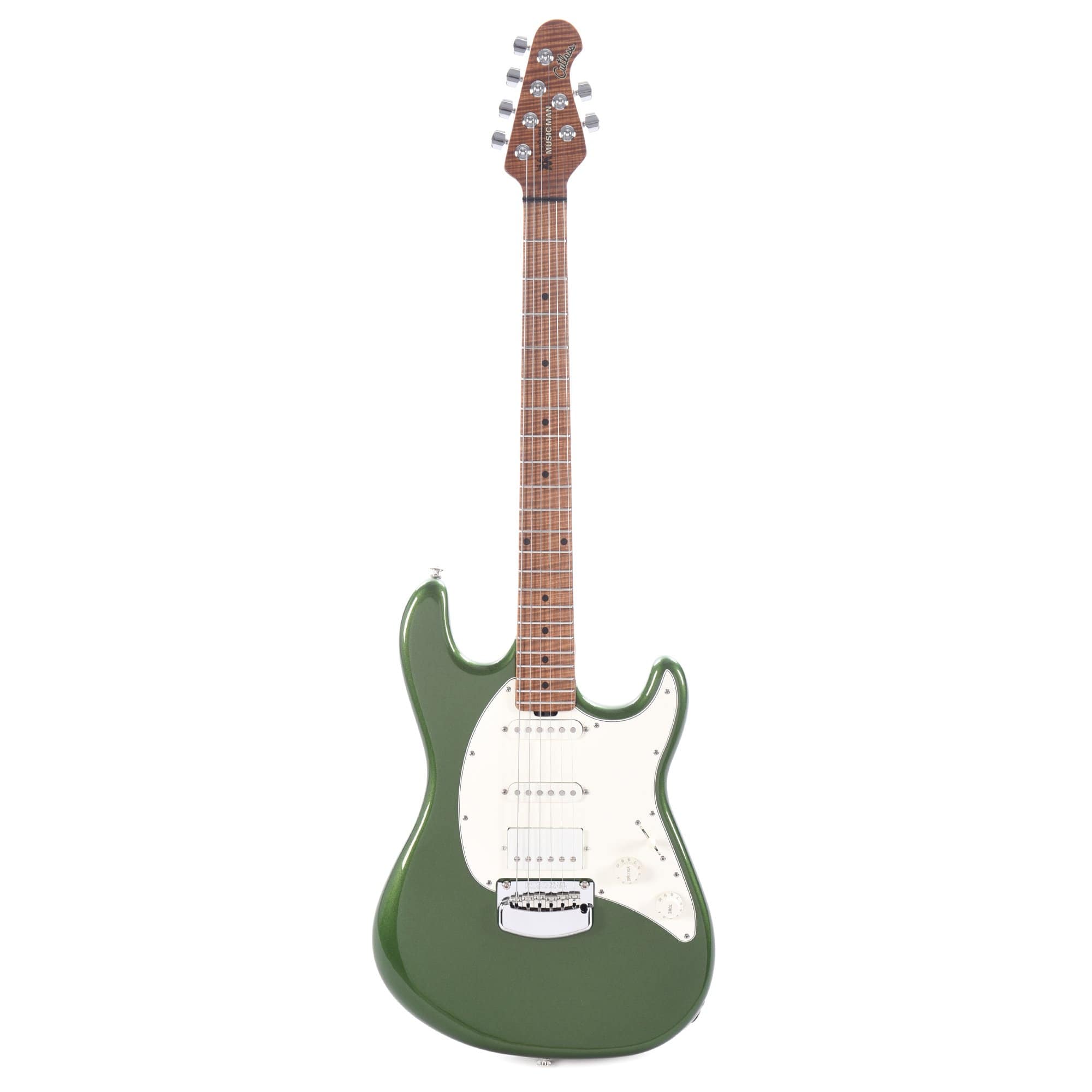 Music Man Cutlass HSS Trem Charging Green w/Roasted Figured Maple Neck & Parchment Pickguard Electric Guitars / Solid Body
