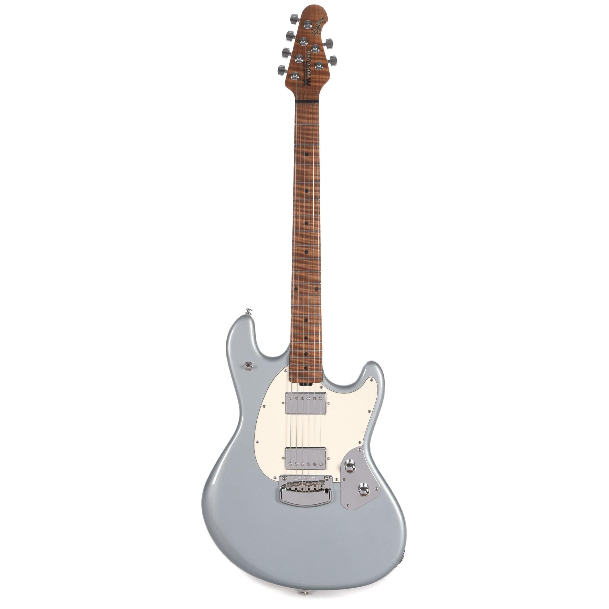 Music Man StingRay Guitar Firemist Silver Roasted Figured Maple Neck w/Parchment Pickguard Electric Guitars / Solid Body