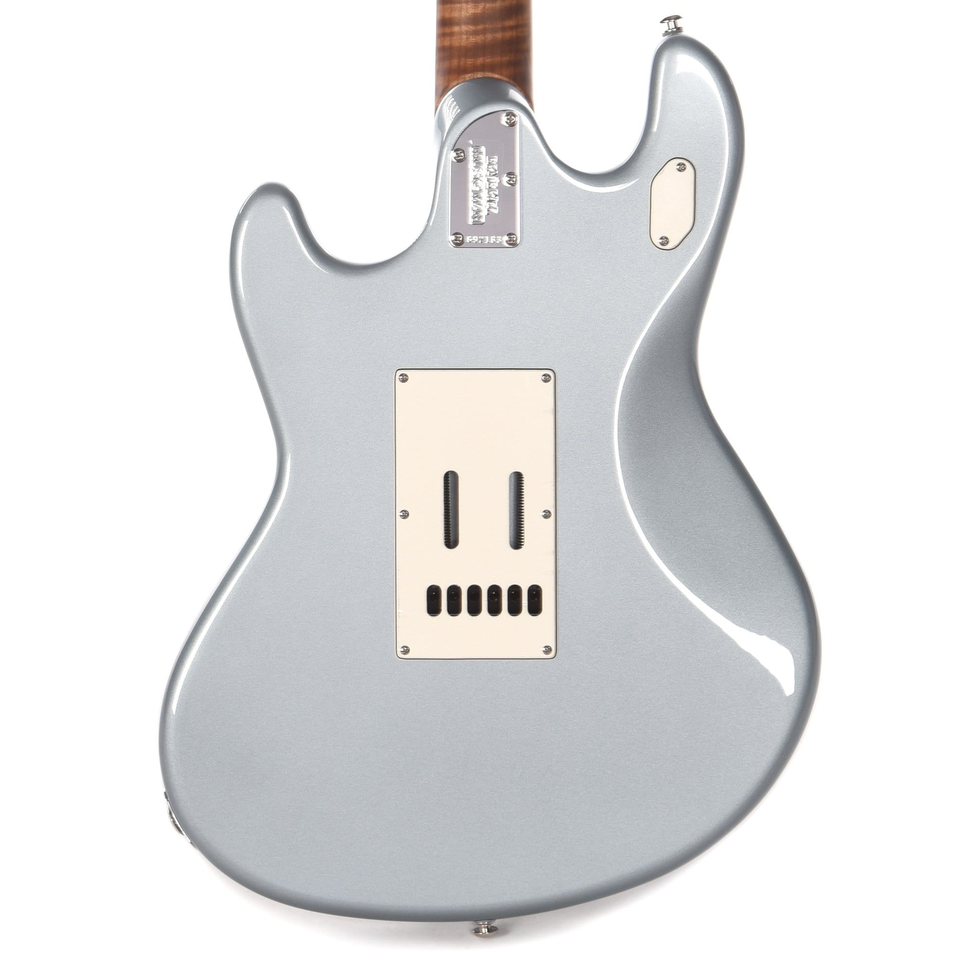 Music Man StingRay Guitar Firemist Silver Roasted Figured Maple Neck w/Parchment Pickguard Electric Guitars / Solid Body