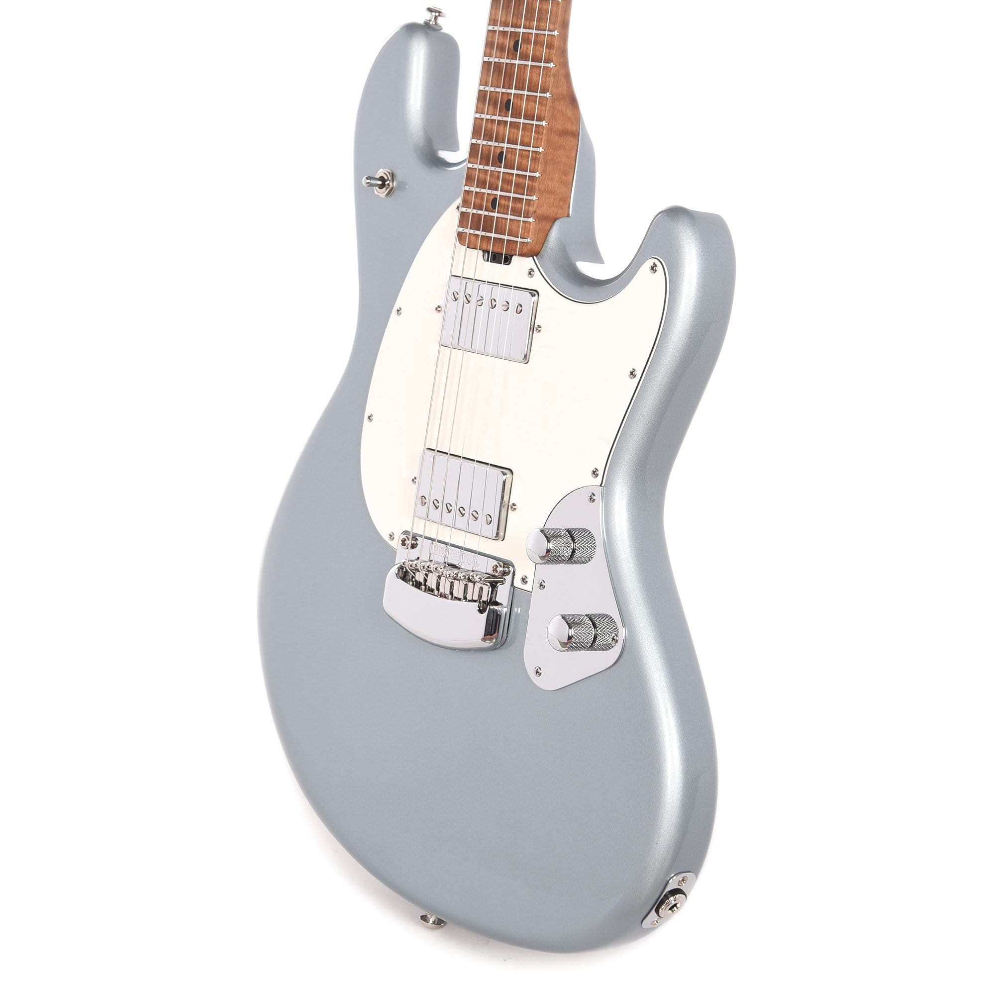 Music Man StingRay Guitar Firemist Silver Roasted Figured Maple Neck w/Parchment Pickguard Electric Guitars / Solid Body
