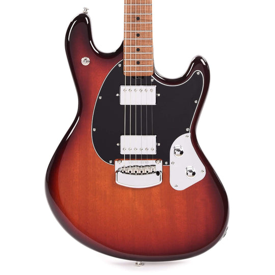 Music Man StingRay RS HH Burnt Amber w/Figured Roasted Maple Neck Black Electric Guitars / Solid Body
