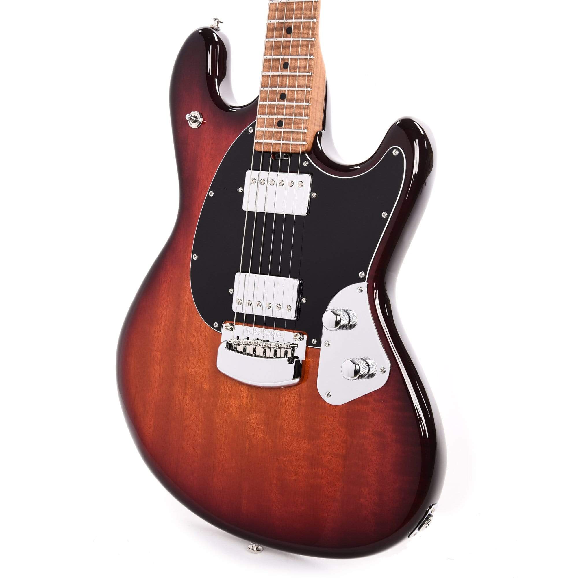 Music Man StingRay RS HH Burnt Amber w/Figured Roasted Maple Neck Black Electric Guitars / Solid Body