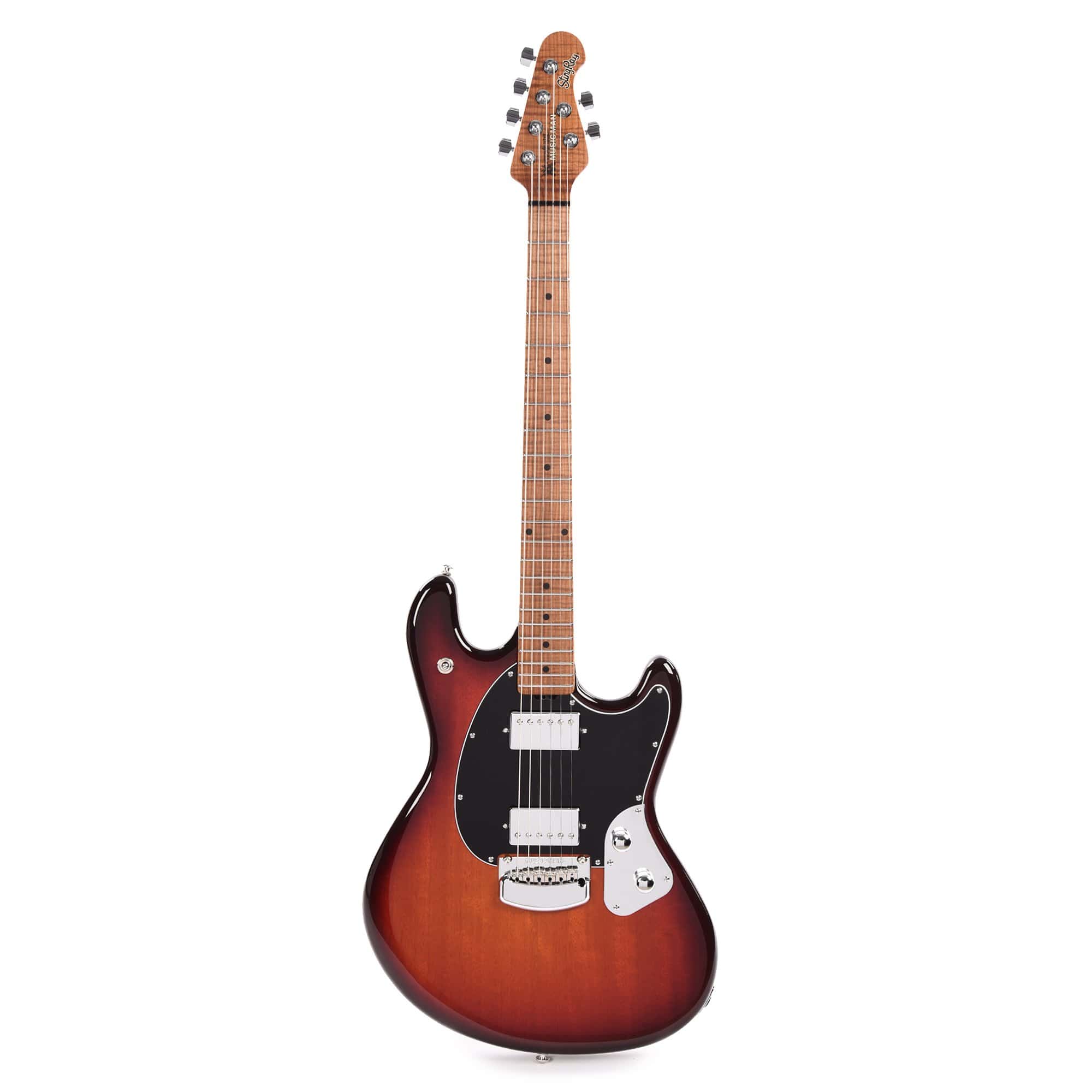 Music Man StingRay RS HH Burnt Amber w/Figured Roasted Maple Neck Black Electric Guitars / Solid Body