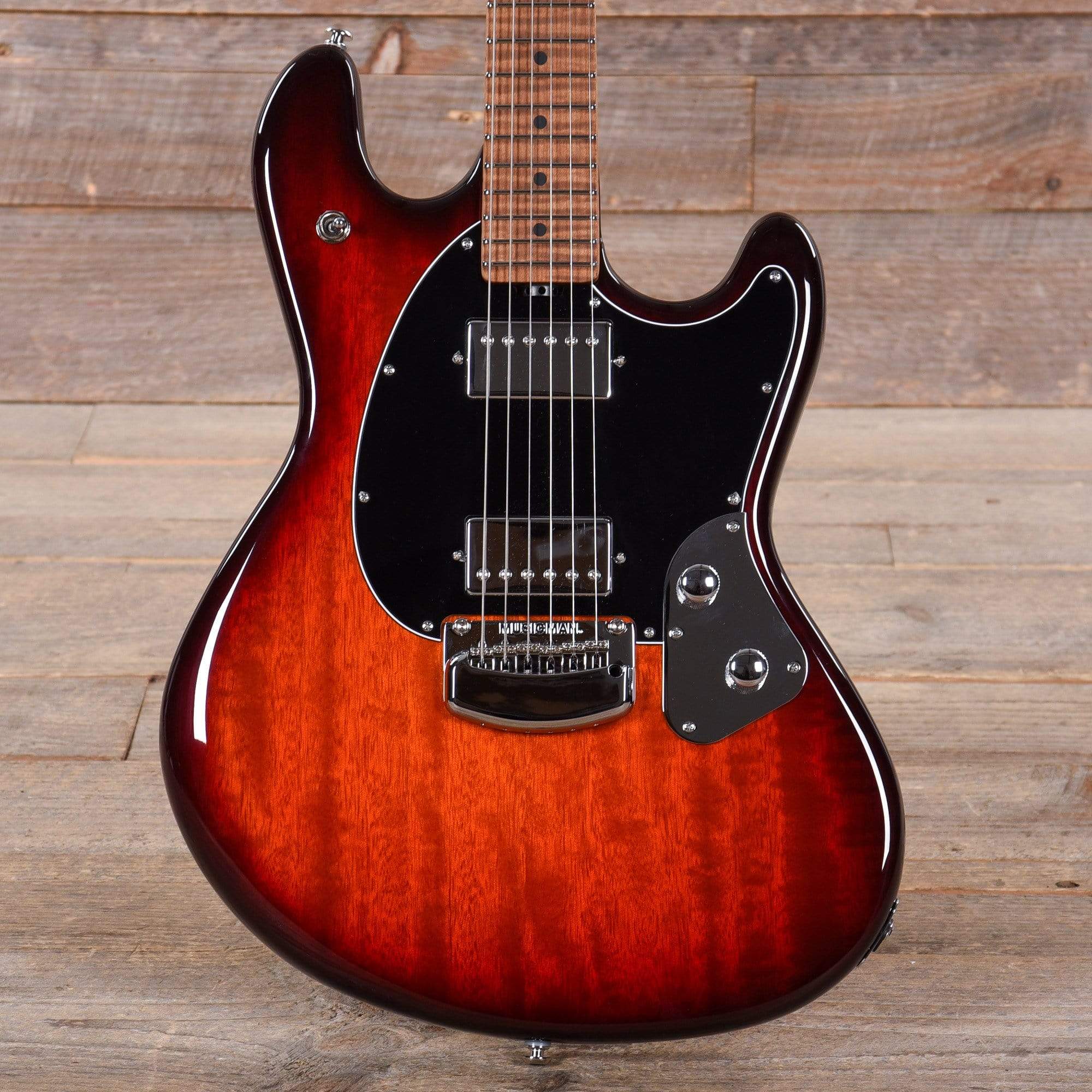 Music Man StingRay RS HH Burnt Amber w/Figured Roasted Maple Neck Black Electric Guitars / Solid Body