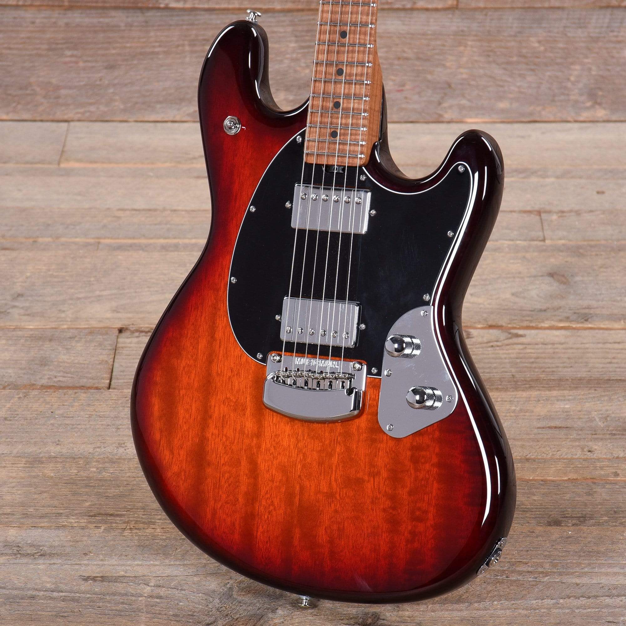 Music Man StingRay RS HH Burnt Amber w/Figured Roasted Maple Neck Black Electric Guitars / Solid Body