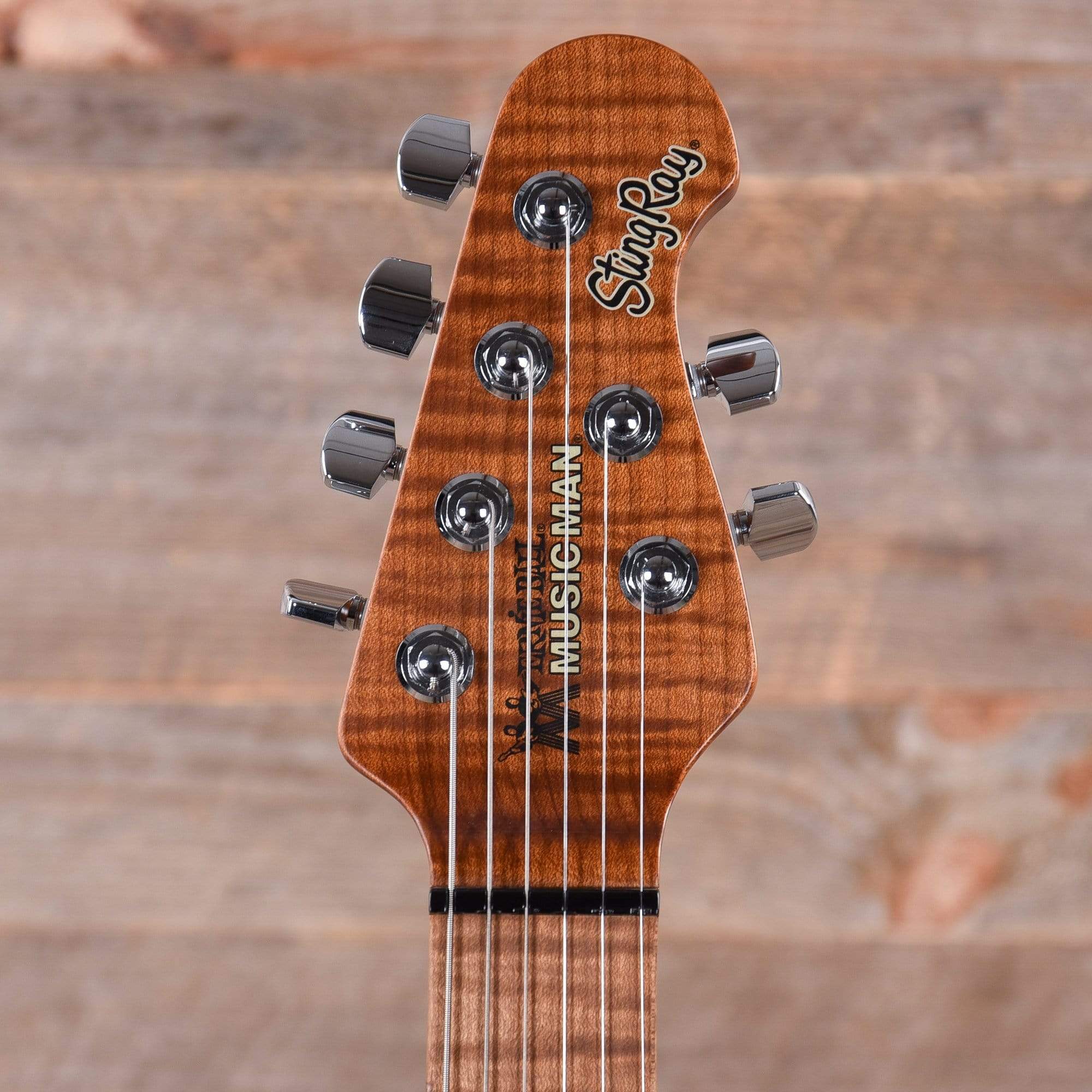 Music Man StingRay RS HH Burnt Amber w/Figured Roasted Maple Neck Black Electric Guitars / Solid Body