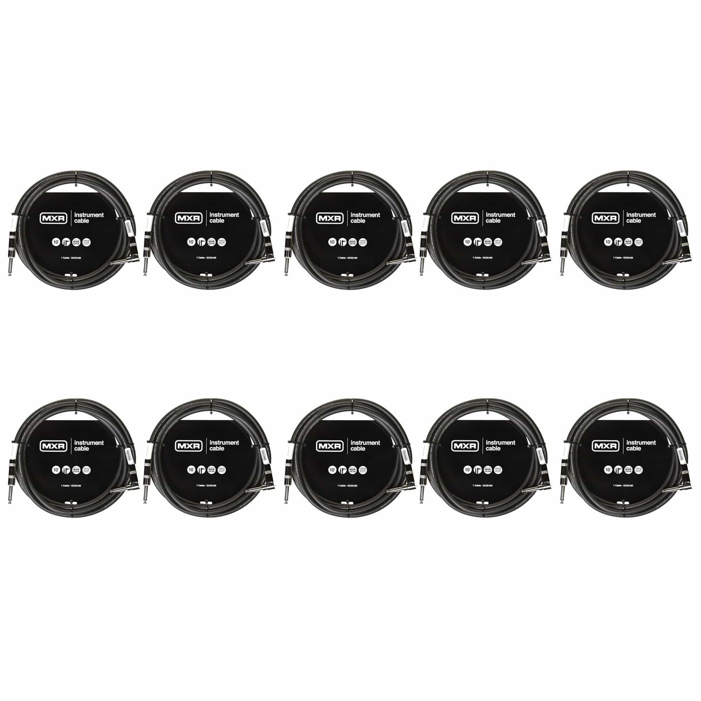 MXR DCIS10R 10' Instrument Cable Straight/Right Angle 10 Pack Bundle Accessories / Cables