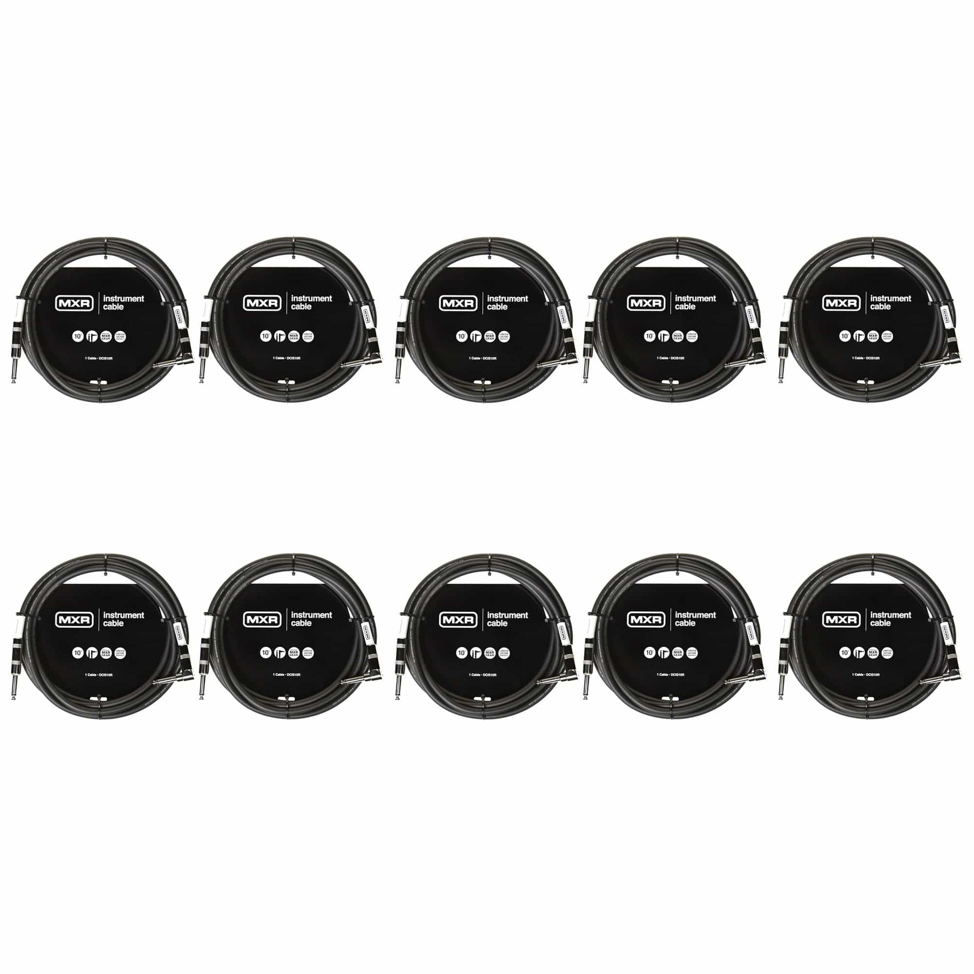 MXR DCIS10R 10' Instrument Cable Straight/Right Angle 10 Pack Bundle Accessories / Cables