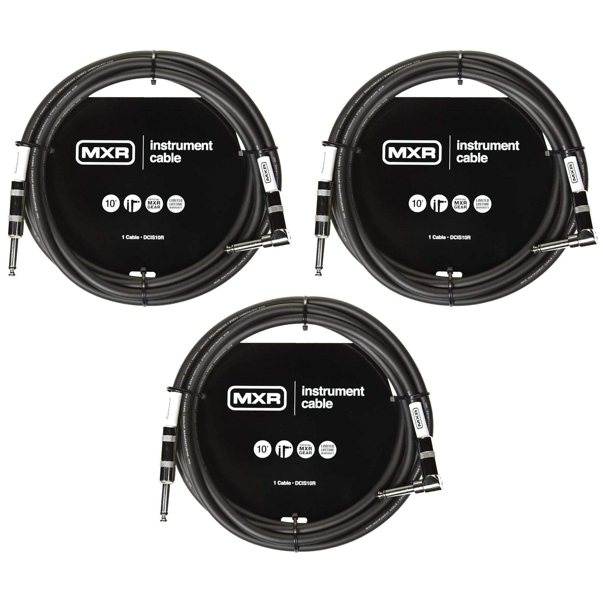 MXR DCIS10R 10' Instrument Cable Straight/Right Angle 3 Pack Bundle Accessories / Cables