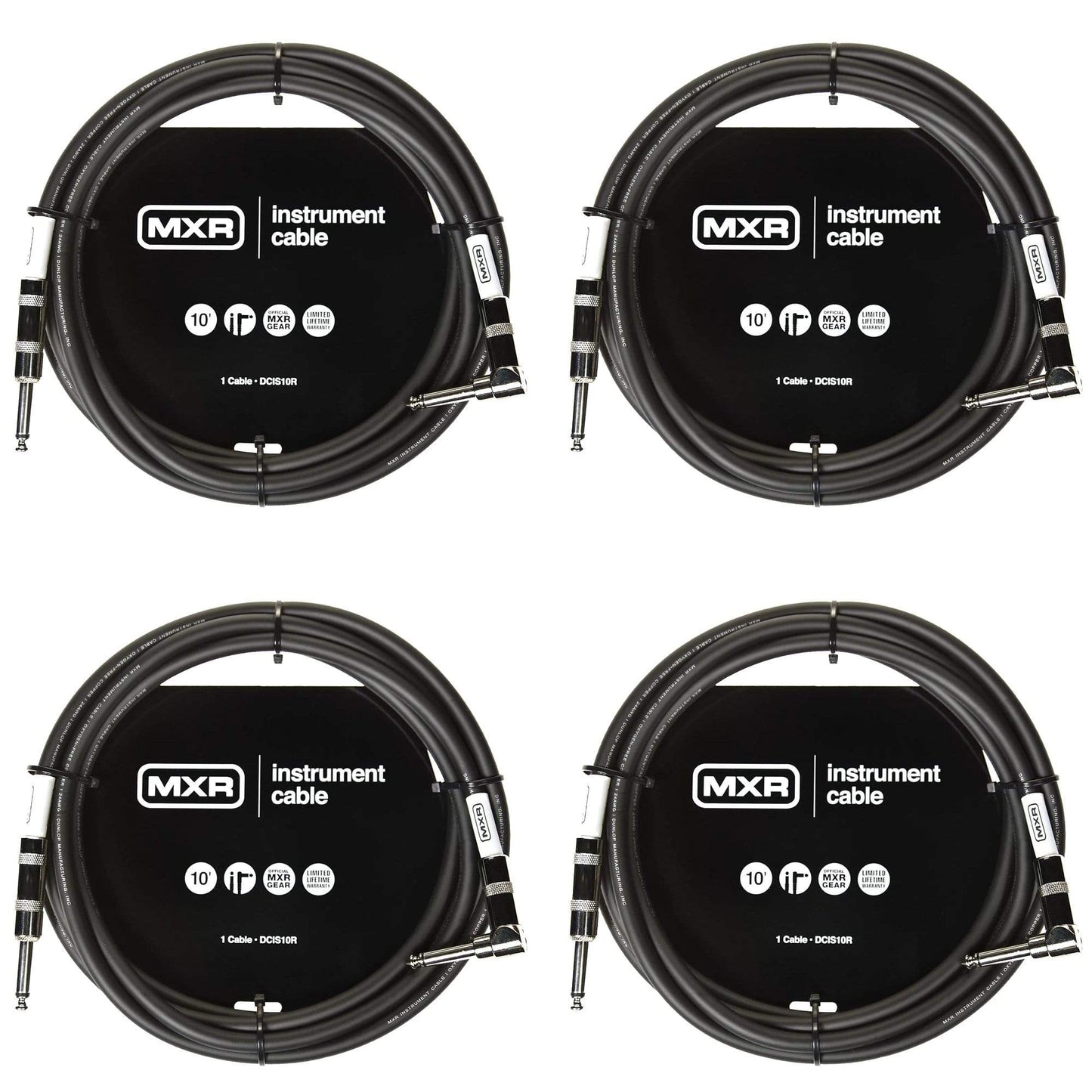 MXR DCIS10R 10' Instrument Cable Straight/Right Angle 4 Pack Bundle Accessories / Cables