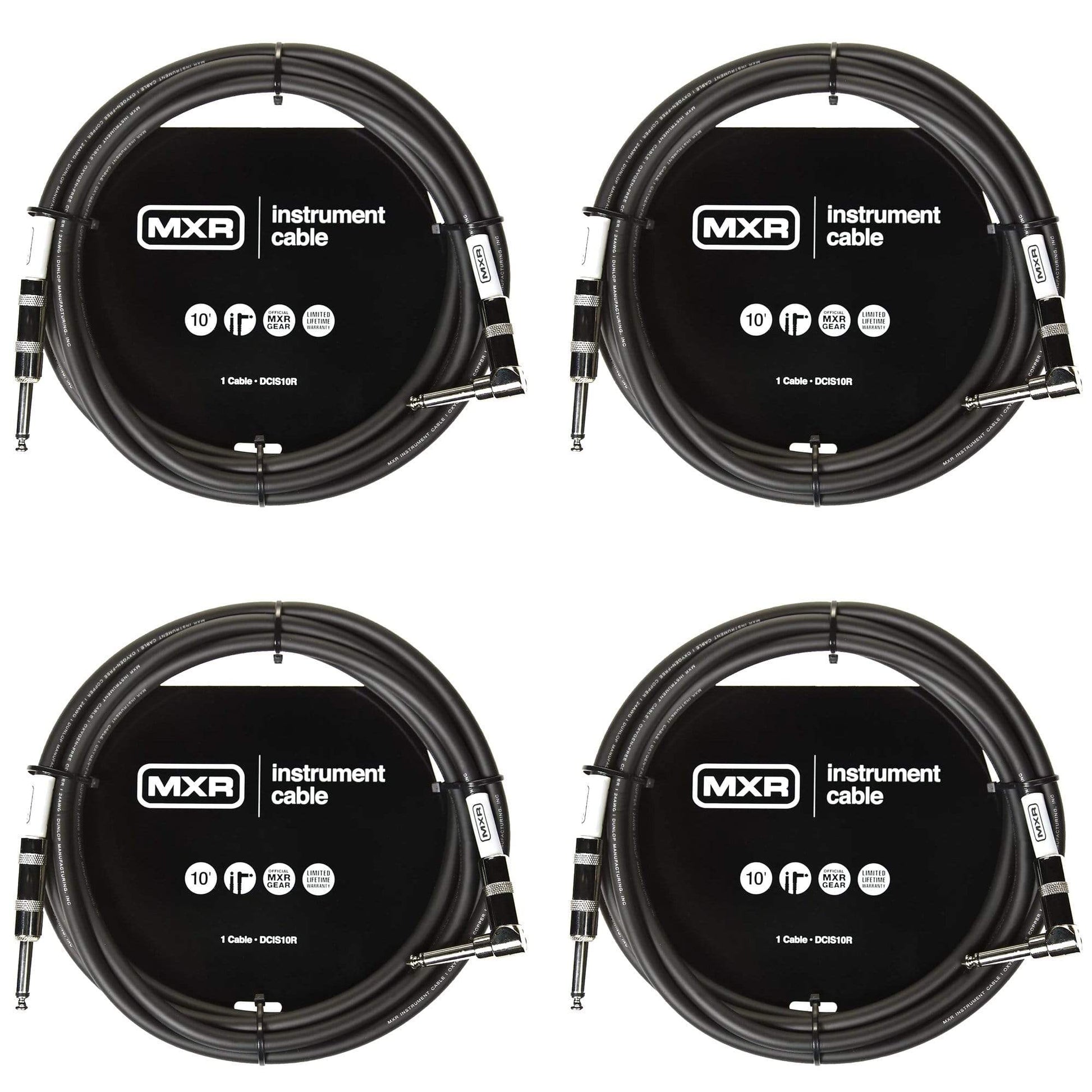 MXR DCIS10R 10' Instrument Cable Straight/Right Angle 4 Pack Bundle Accessories / Cables