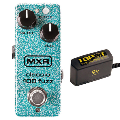 MXR M296 Classic 108 Mini Fuzz Bundle w/ Truetone 1 Spot Space Saving 9v Adapter Effects and Pedals / Fuzz