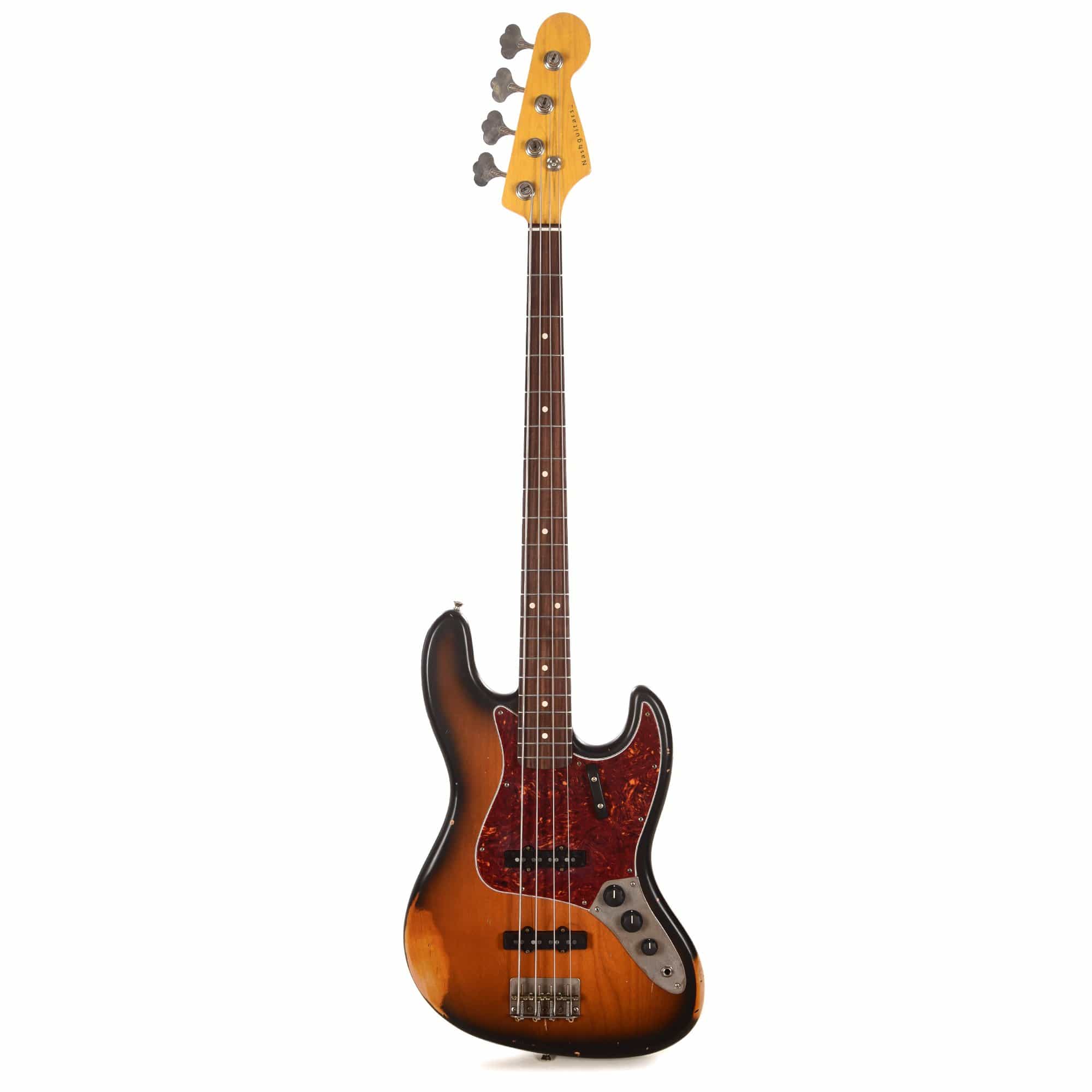 Nash JB-63 2-Tone Sunburst Medium Relic w/4-Ply Tortoise Pickguard & Lollar Pickups Bass Guitars / 4-String
