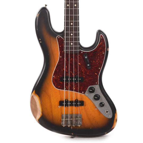 Nash JB-63 Ash 2-Tone Sunburst Medium Relic w/4-Ply Tortoise Pickguard & Lollar Pickups Bass Guitars / 4-String