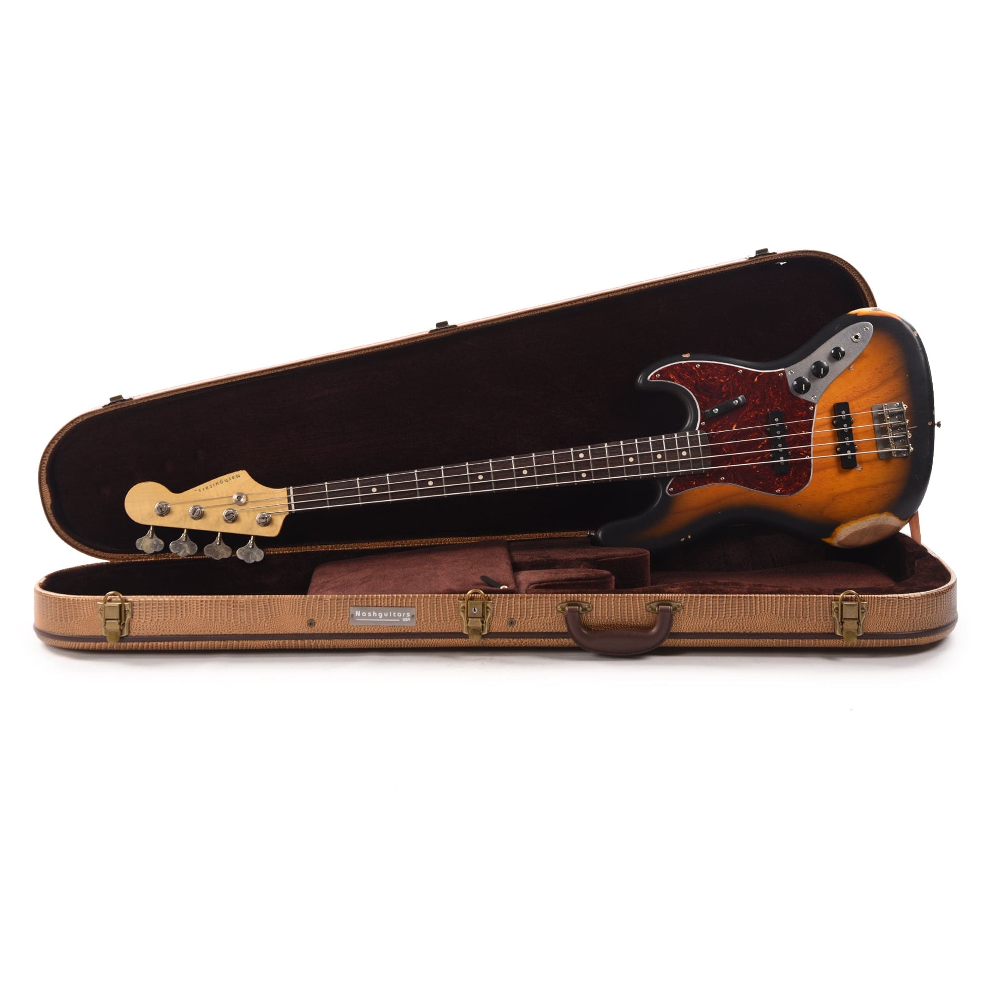 Nash JB-63 Ash 2-Tone Sunburst Medium Relic w/4-Ply Tortoise Pickguard & Lollar Pickups Bass Guitars / 4-String