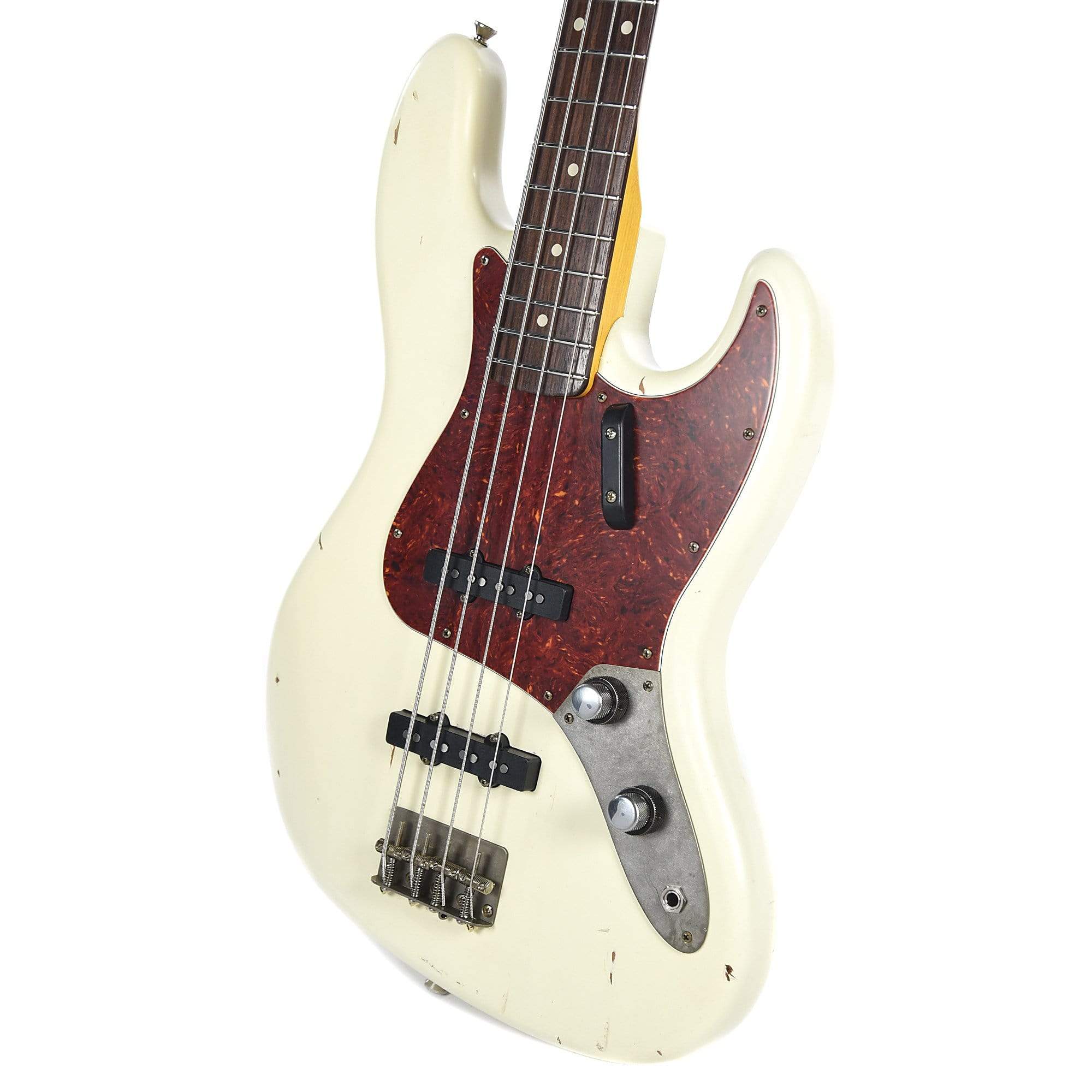 Nash JB-63 Olympic White Stack Knob Light Relic w/Matching Headstock, Tortoise Pickguard, & Lollar Pickups Bass Guitars / 4-String