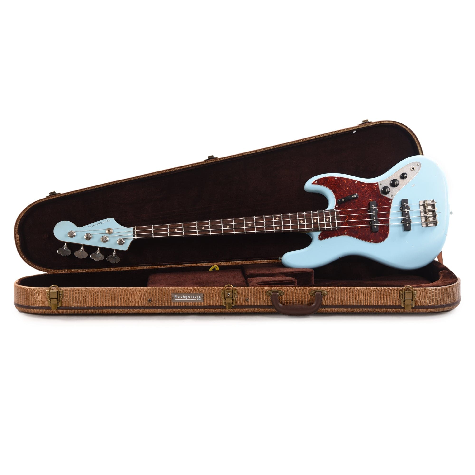 Nash JB-63 Sonic Blue Light Relic w/4-Ply Tortoise Pickguard, Matching Headstock & Lollar Pickups Bass Guitars / 4-String