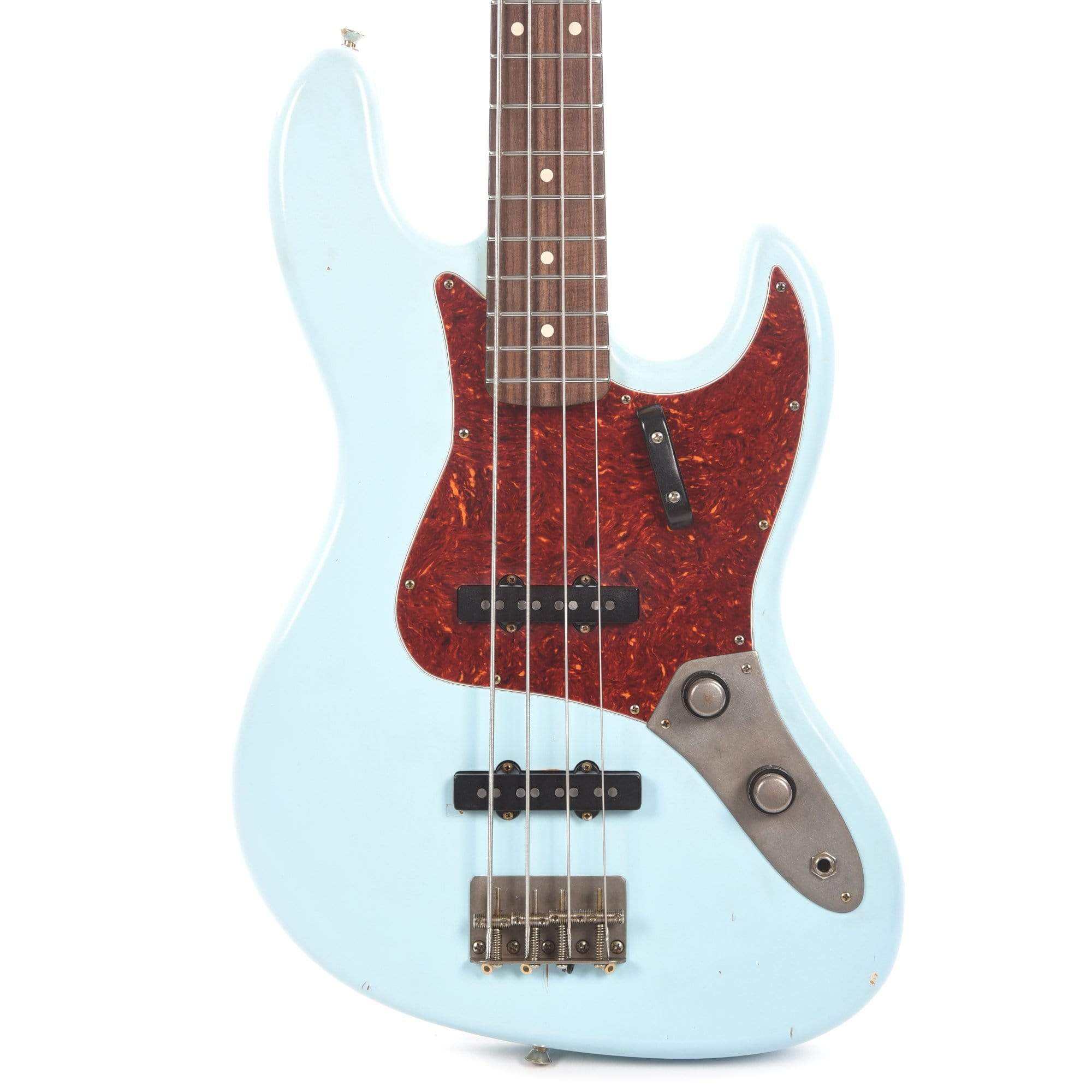 Nash JB-63 Sonic Blue Light Relic w/4-Ply Tortoise Pickguard, Matching Headstock, Stack Knob, & Lollar Pickups Bass Guitars / 4-String